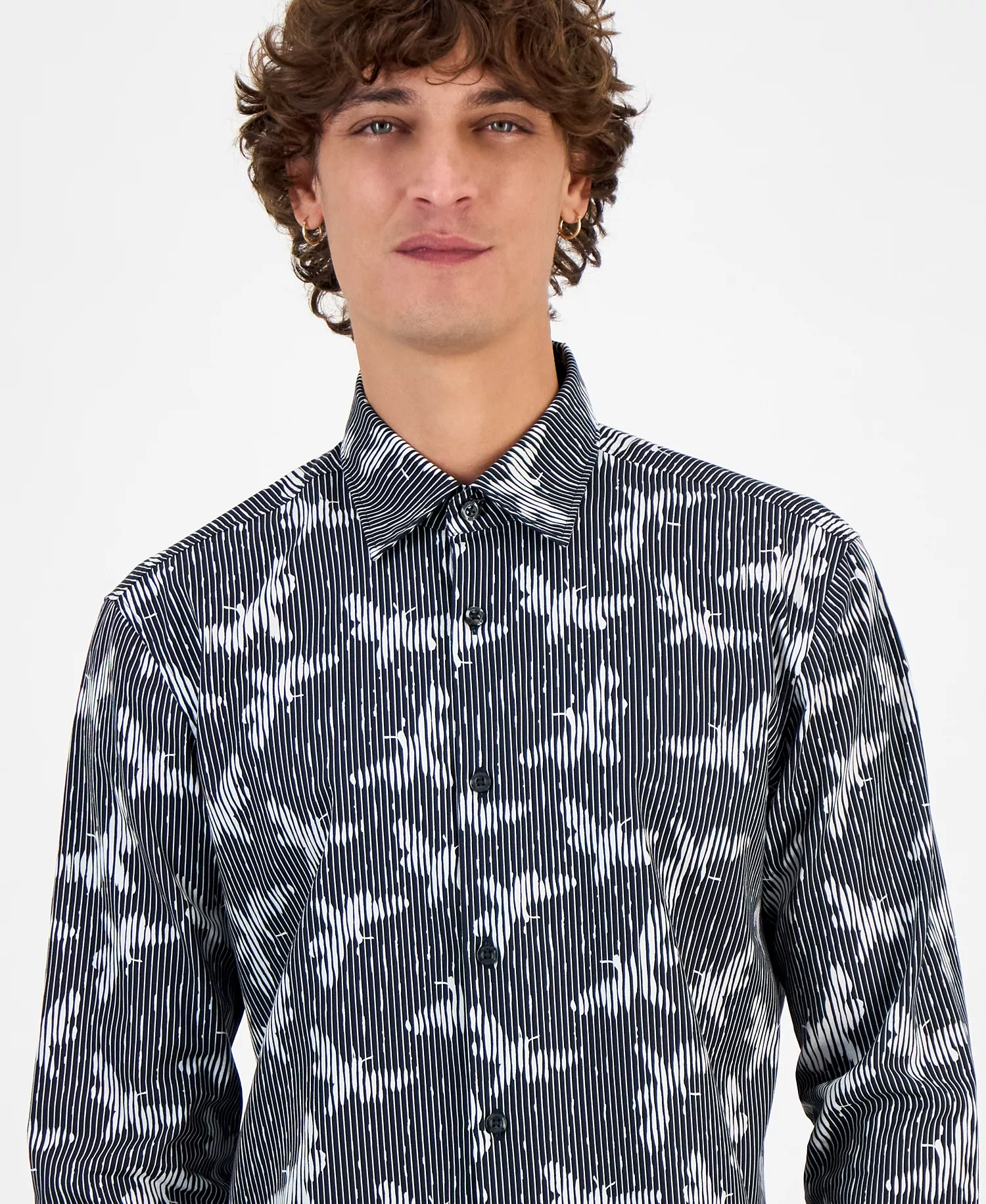 Men's Ermo Butterfly Patterned Shirt - Black - L