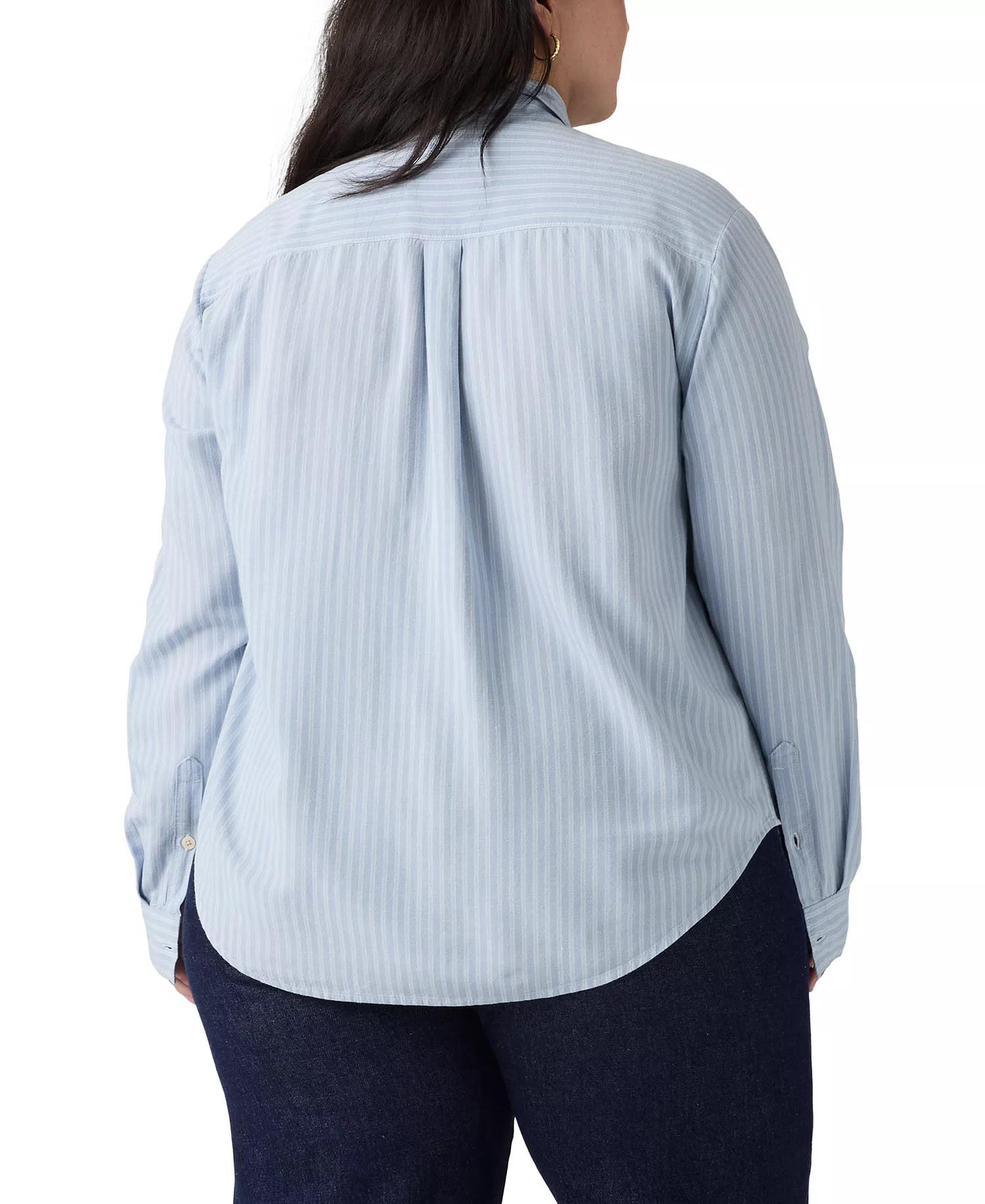 Plus Size Darlene Collared Neck Shirt - Cannita Stripe Kentucky Blue - 1X
