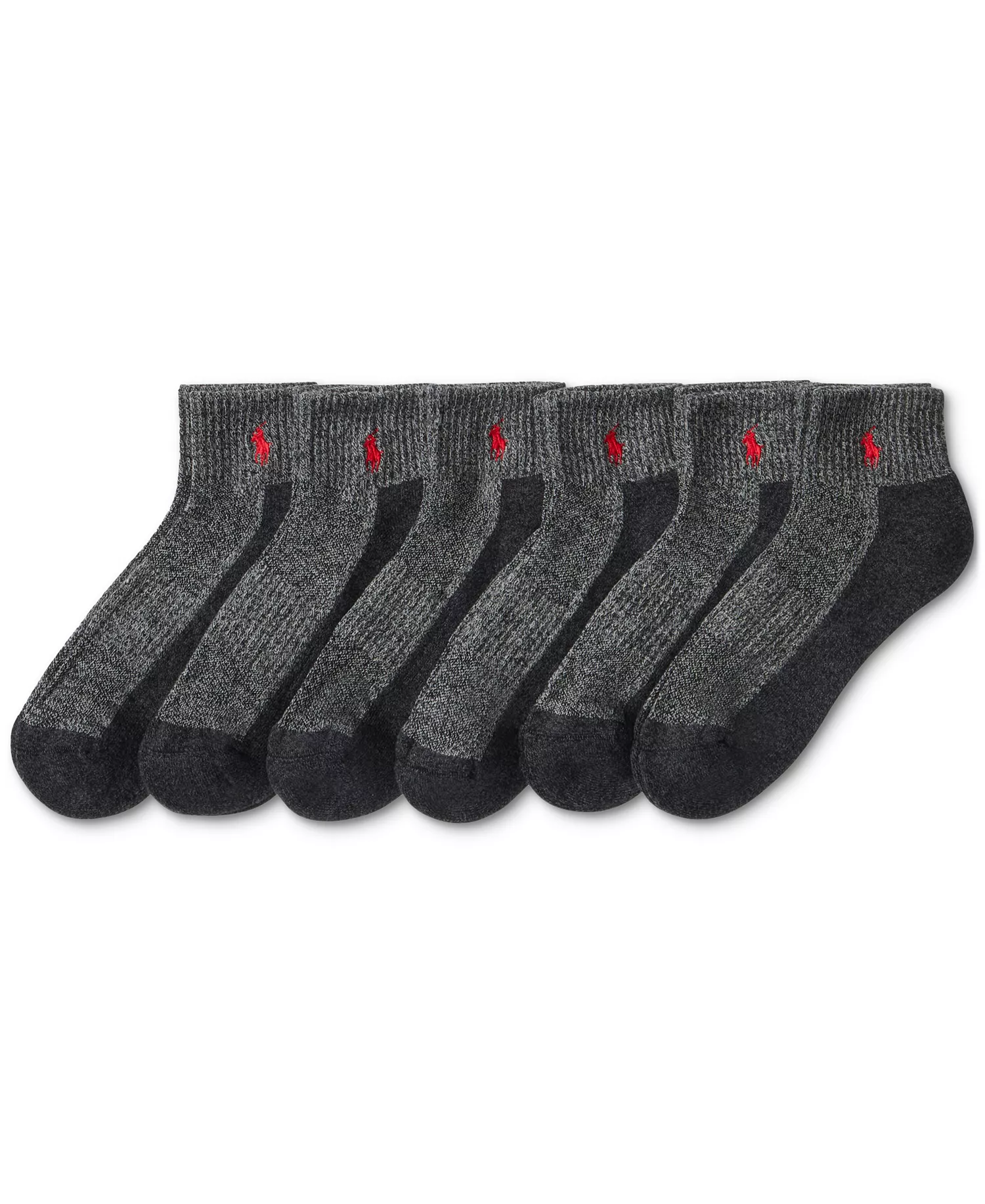 Men's 6-Pk. Performance Red Pony Quarter Socks - Charh - 10-13