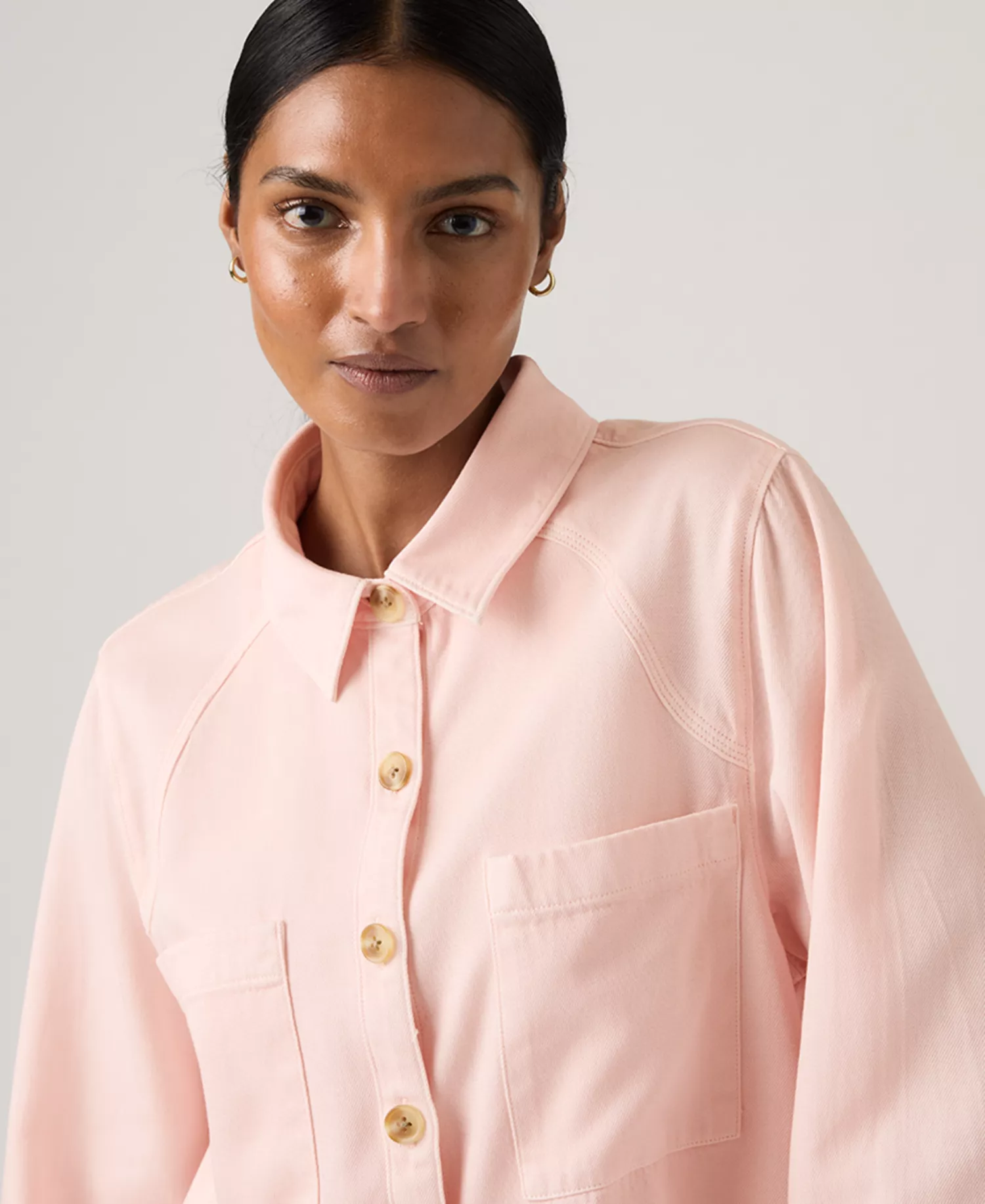 Women's Long-Sleeve Utility Crop Top - Crystal pink - L