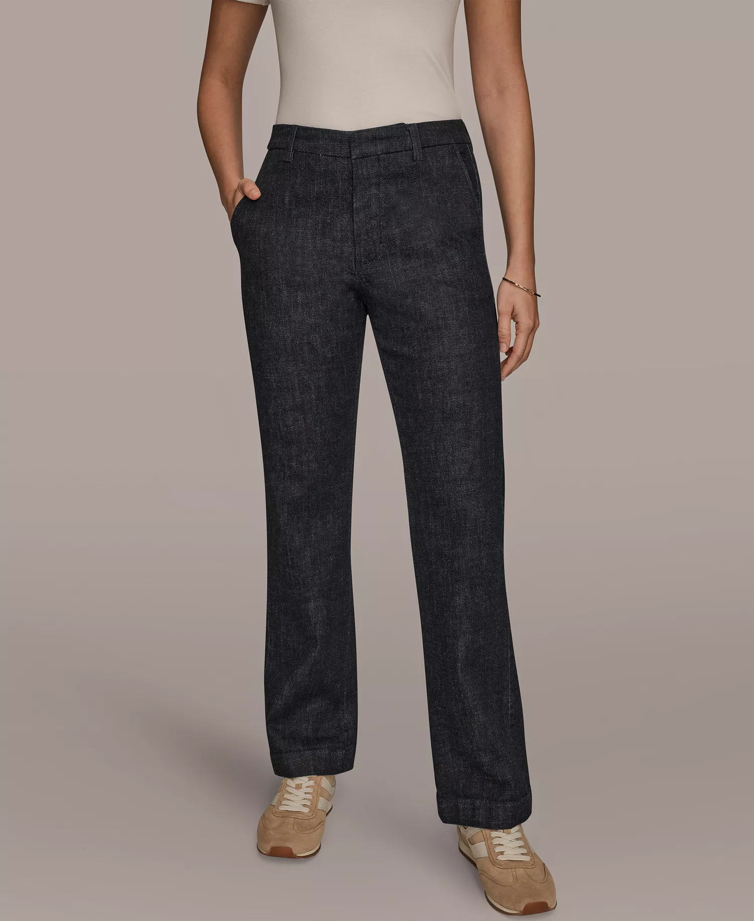 Women's Luxe Denim Mid Rise Modern Trousers - The Lacombe - 26