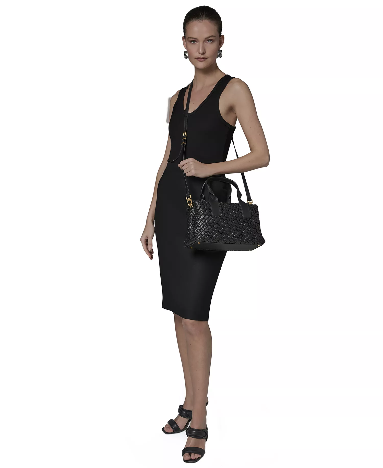 Amagansett Leather Medium Satchel Bag - Black/Gold - ONE SIZE