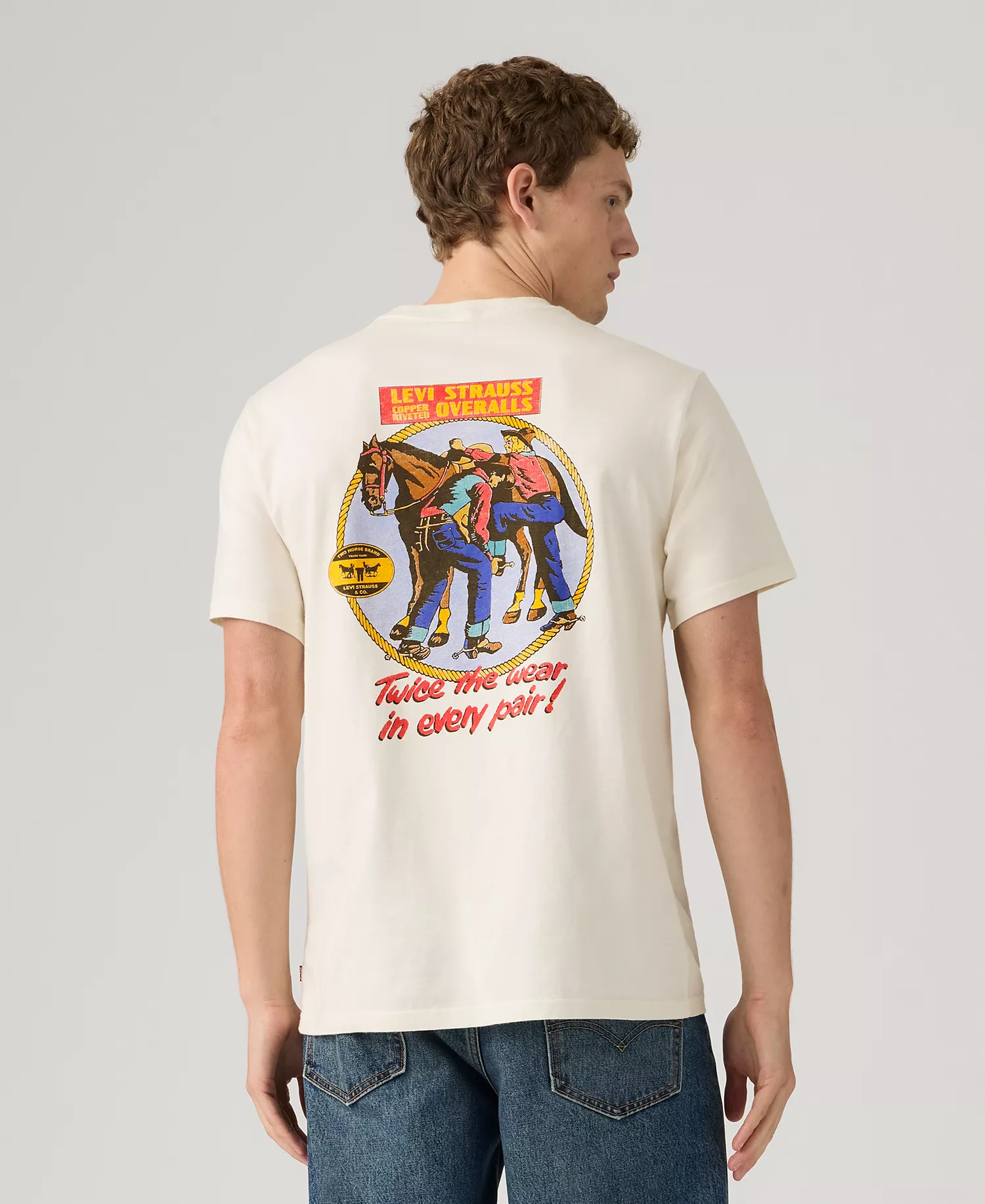 Premium Men's Relaxed-Fit Logo Graphic T-Shirt - ARCHIVAL OVERALLS 2 EGRET - 2XL