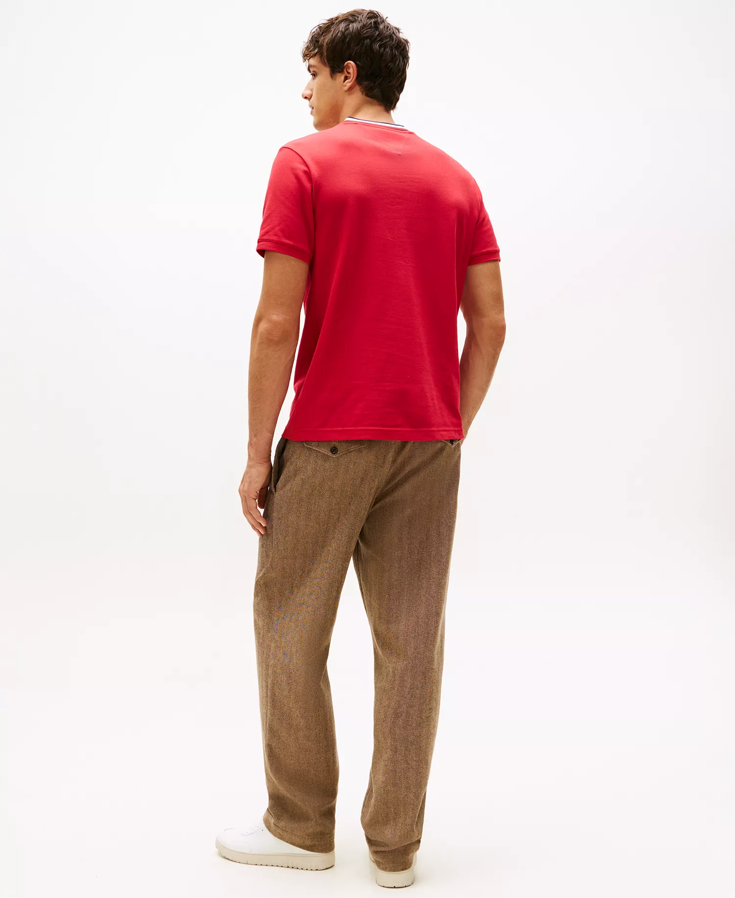 Men's Red, White & Blue Pique Textured T-Shirt - Medium Red - XXL