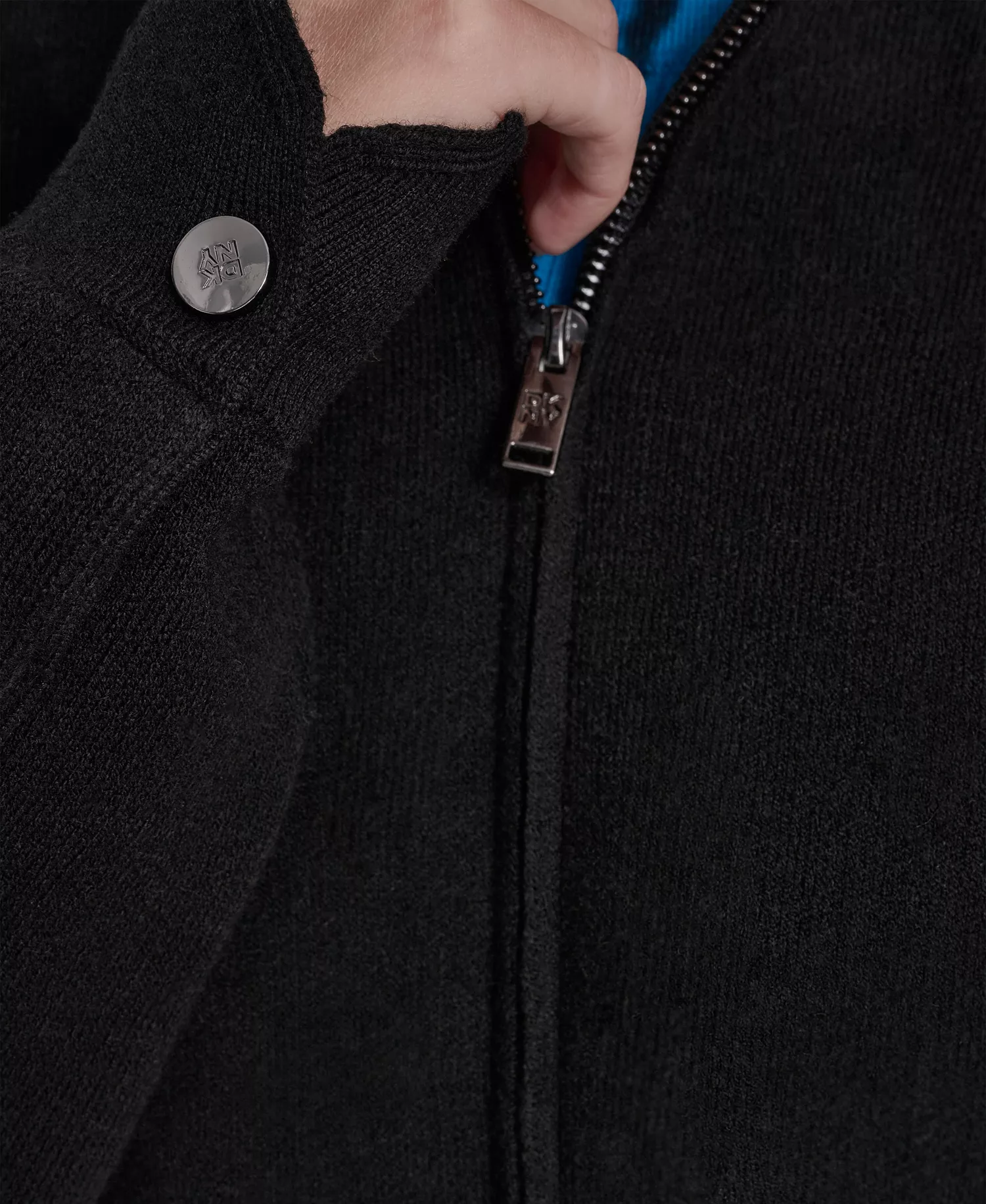 Women's Long-Sleeve Collared Zip-Front Sweater Jacket - Black - L