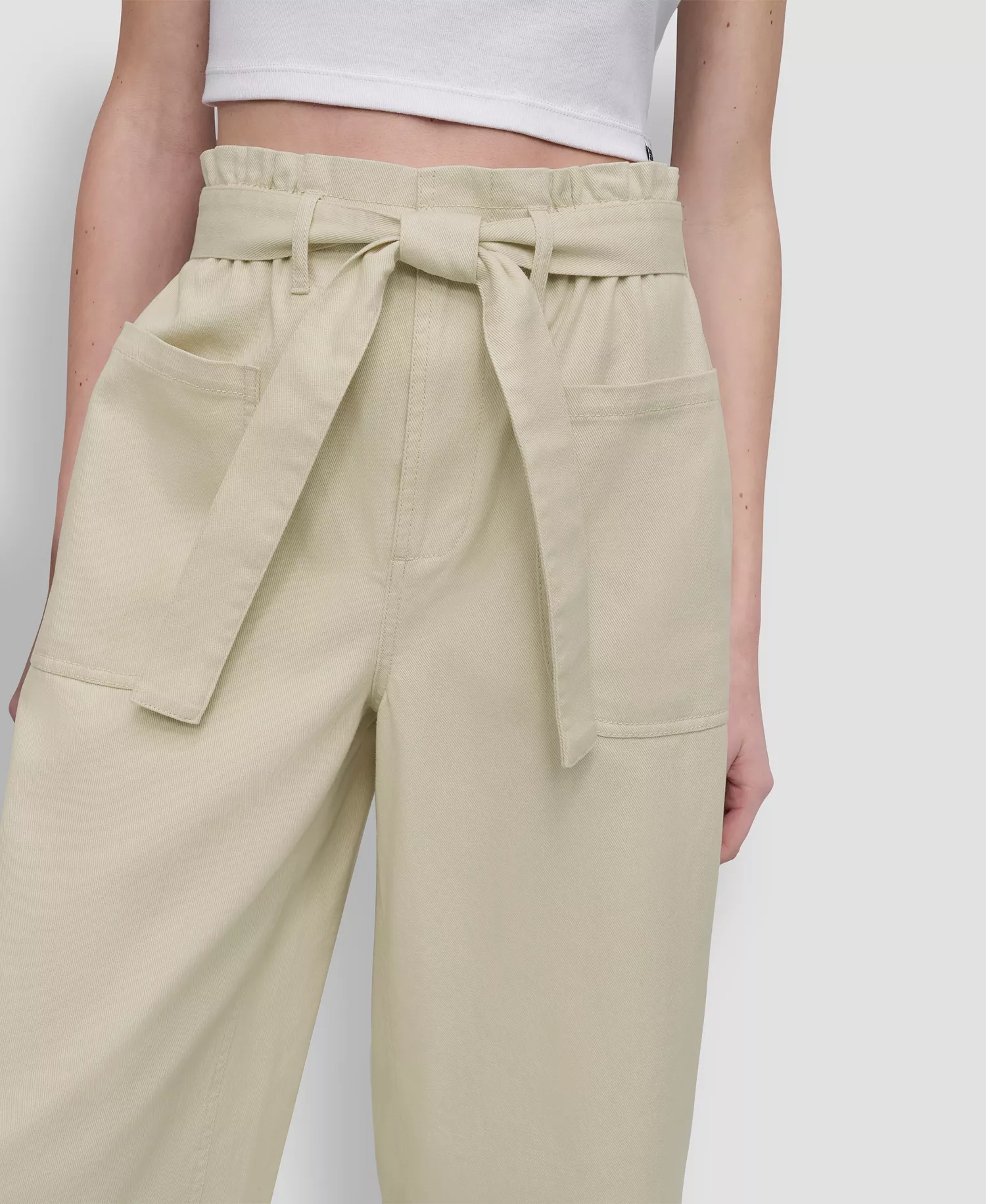 Women's High-Rise Paper Bag Pants - Pebble - L