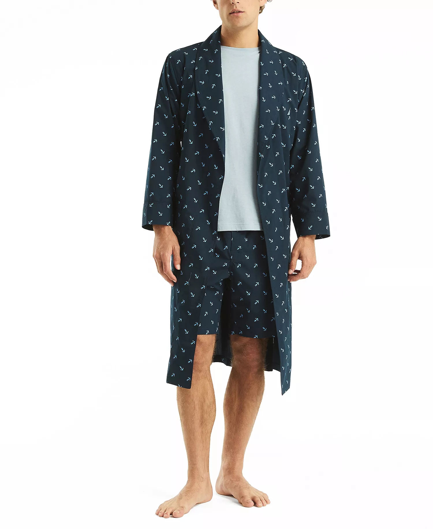Men's Crafted Printed Robe - Maritime Navy - L/XL