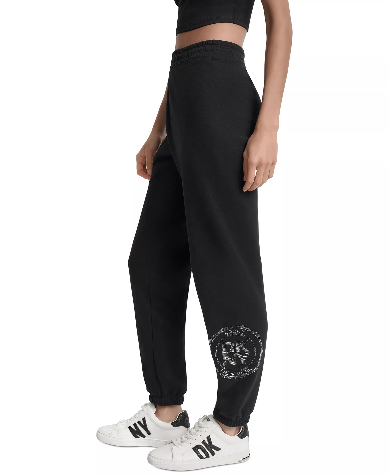 Women's Embellished Medallion-Logo Joggers - Black/ Eggnog - L