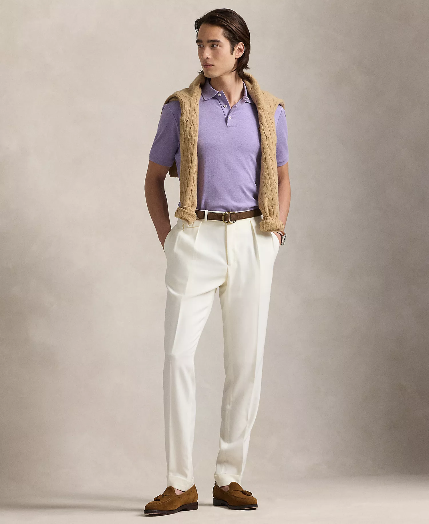 Men’s Slim-Fit Soft Cotton Polo Shirt - Amethyst Heather - 2XL