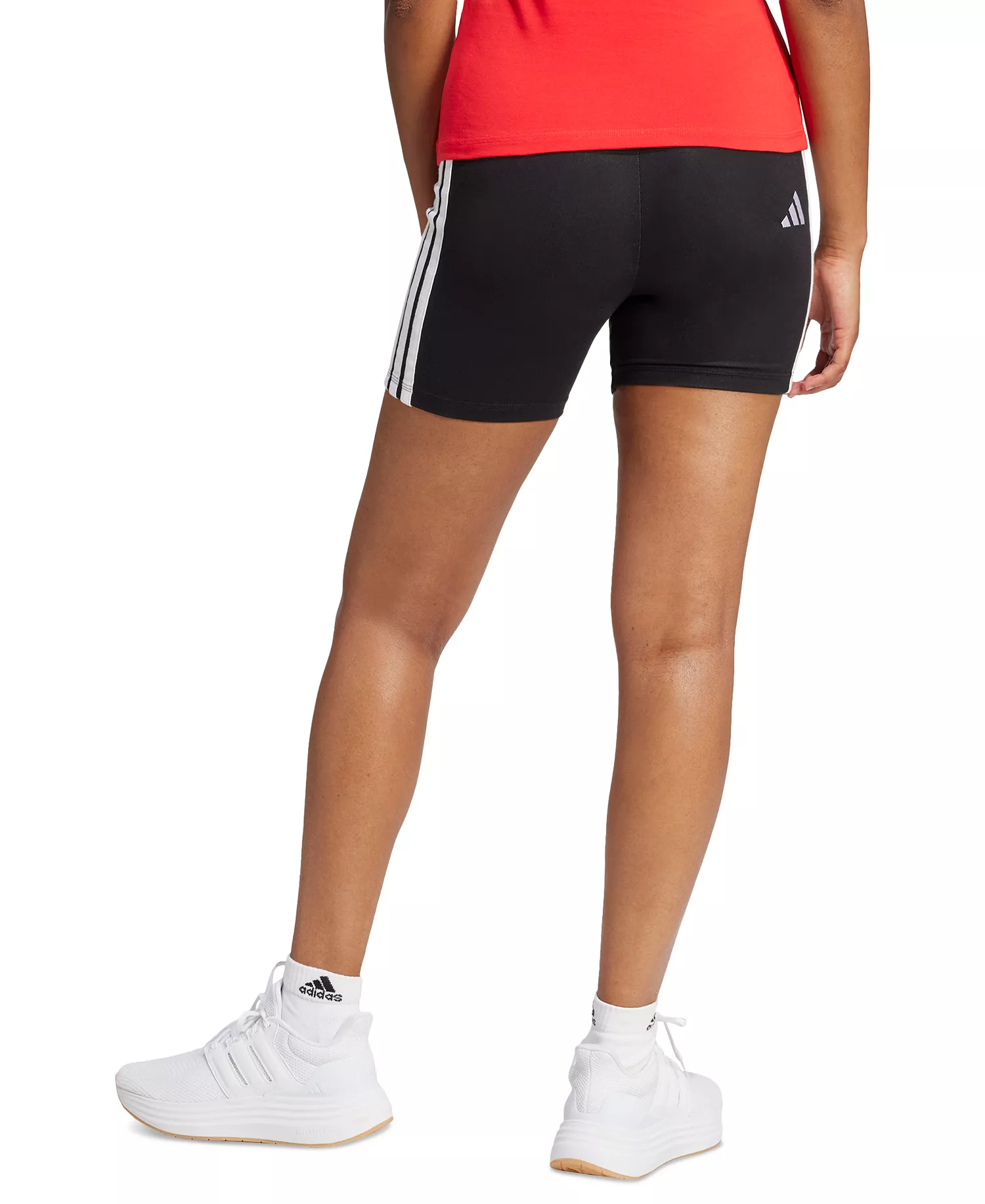 Women's Essentials 3-Stripe High-Rise Bike Shorts - Black/white - L