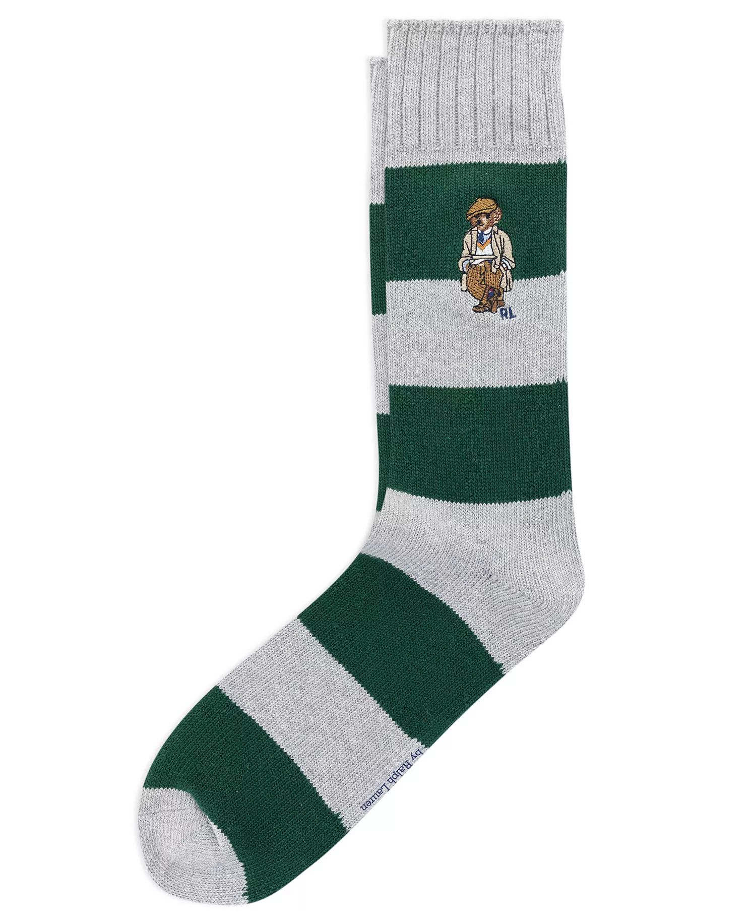 Men's Embroidered Rugby Bear Crew Socks - Gray - 7-12