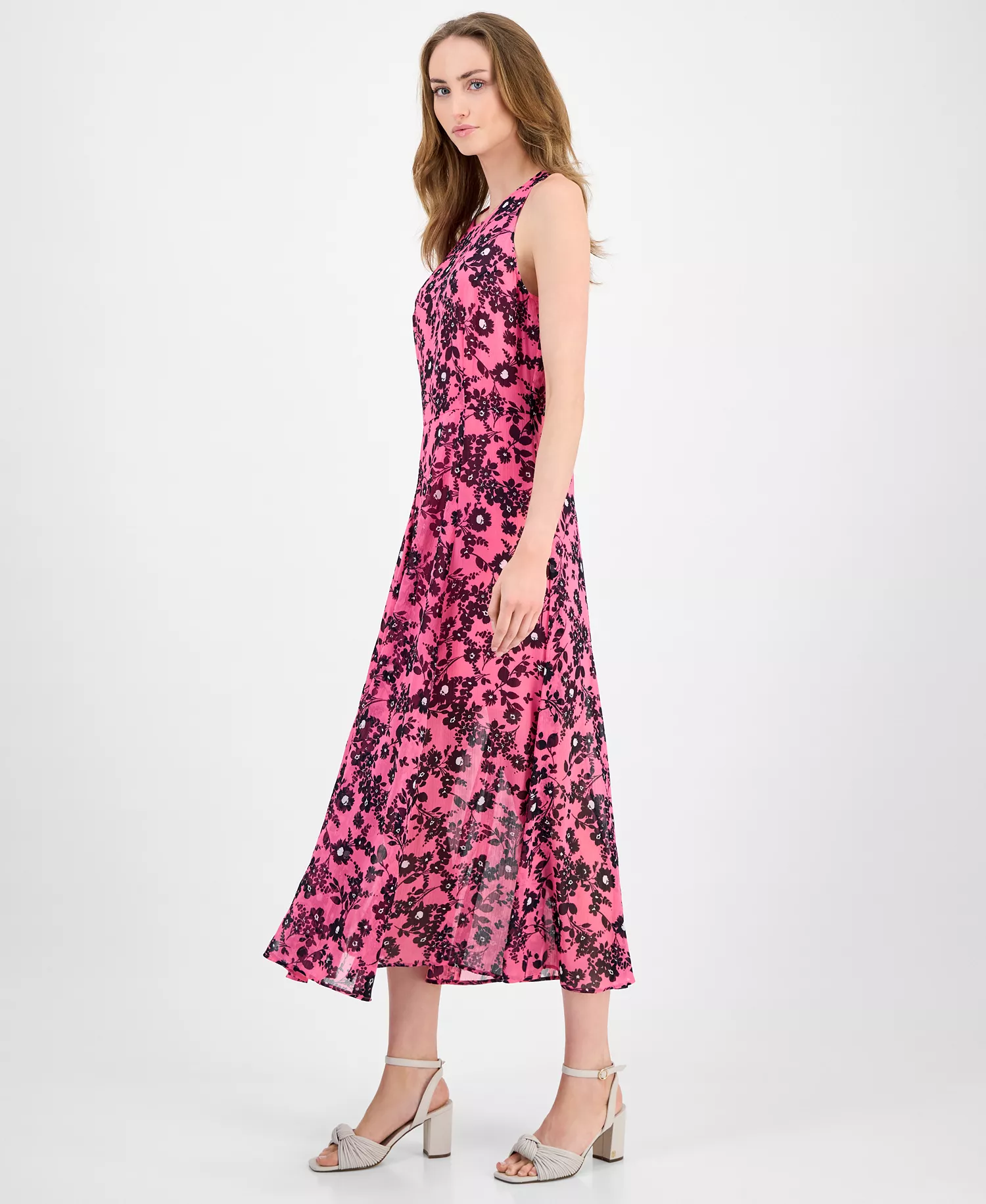 Women's Floral Sleeveless Maxi Dress - Dahlia/ Sky Captain - 16