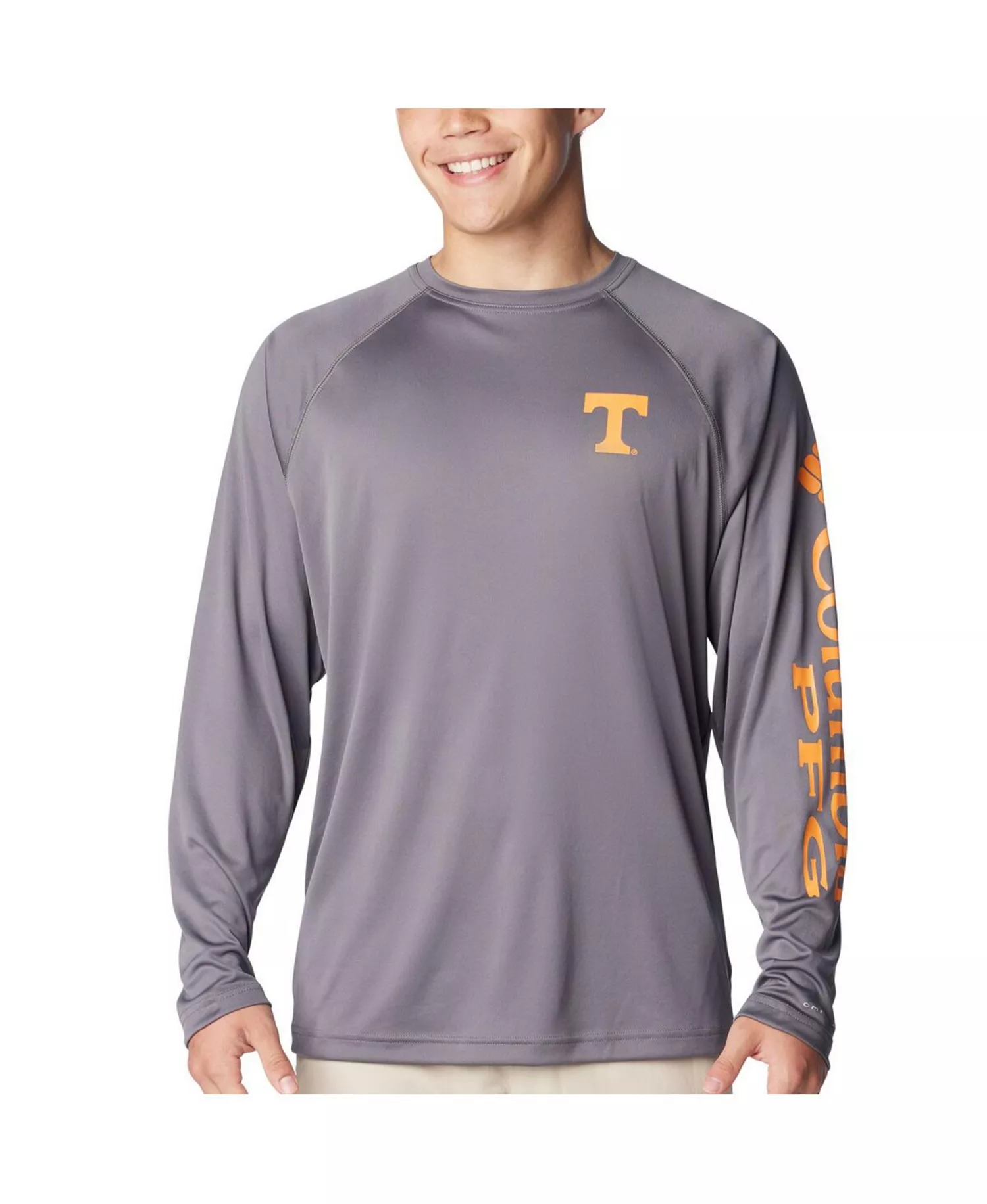 Men's Charcoal Tennessee Volunteers Terminal Tackle Omni-Shade Raglan Long Sleeve T-shirt - Charcoal - M