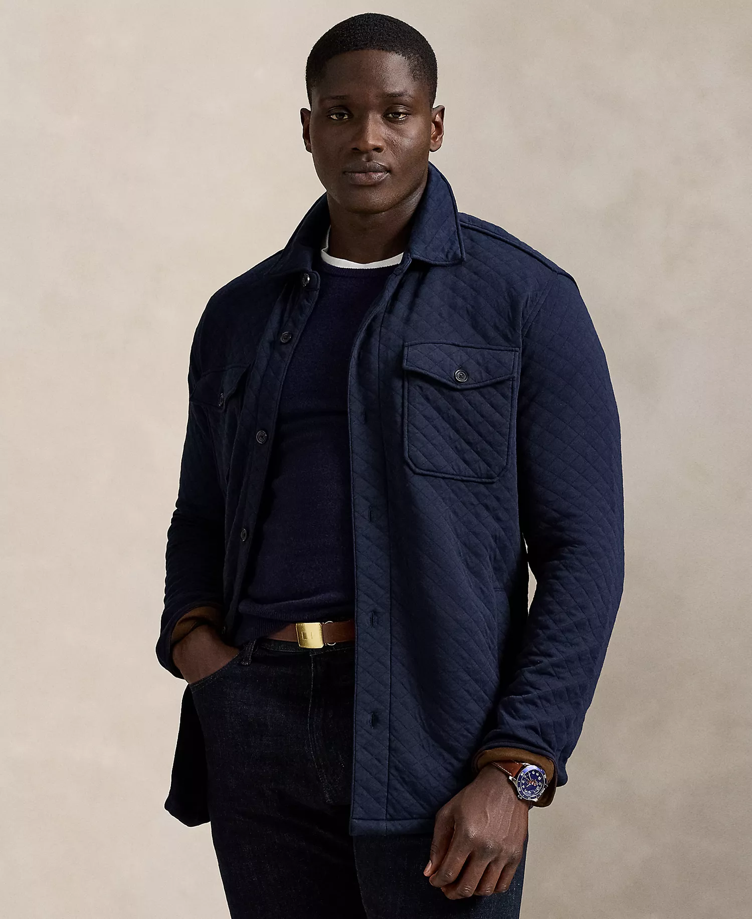 Men's Big & Tall Quilted Shirt Jacket - Aviator Navy - 2XB