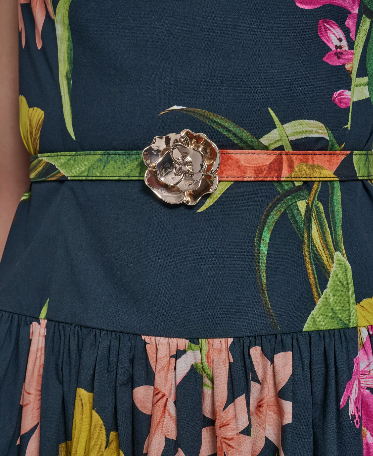 Women's Boat-Neck Belted Sleeveless Dress - Marine/Pink Sherbet Combo - 0