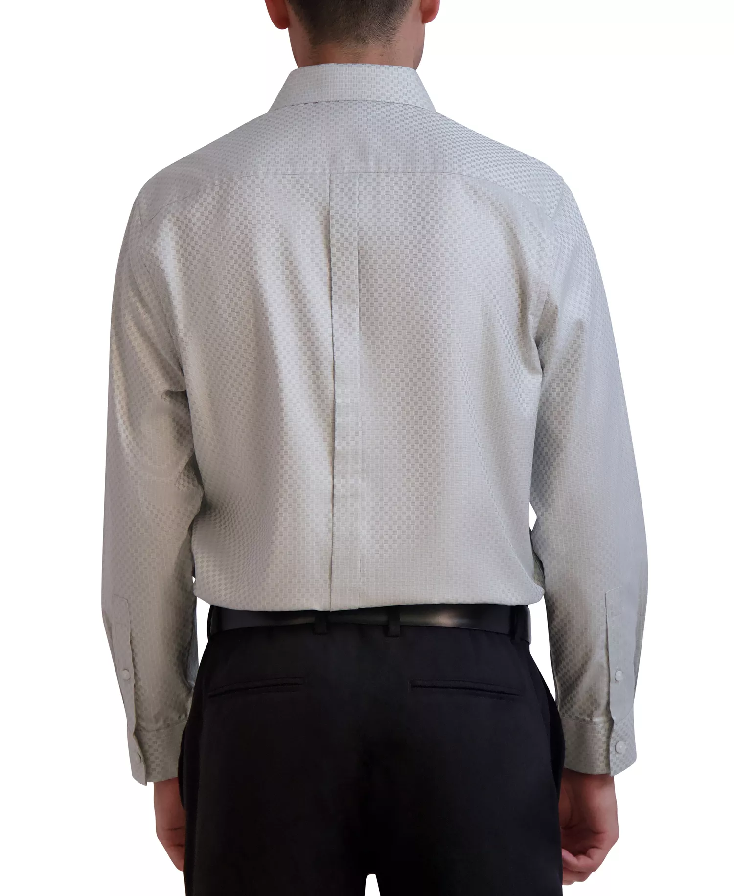 Men's Slim-Fit Textured Dobby Dress Shirt - White Blue - 14-14 1/2 32-33