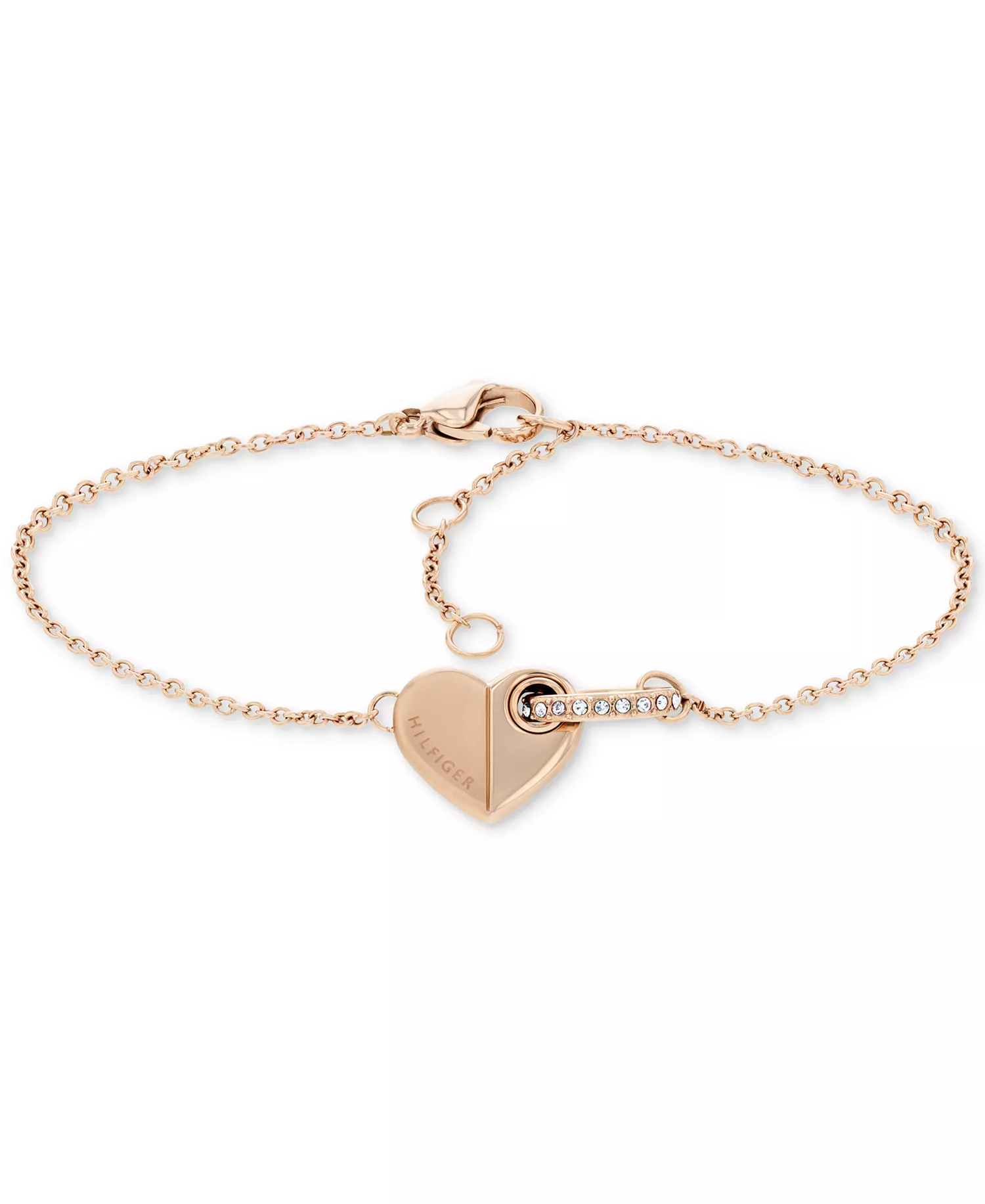 Pavé Ring & Heart Link Bracelet - Carnation - ONE SIZE