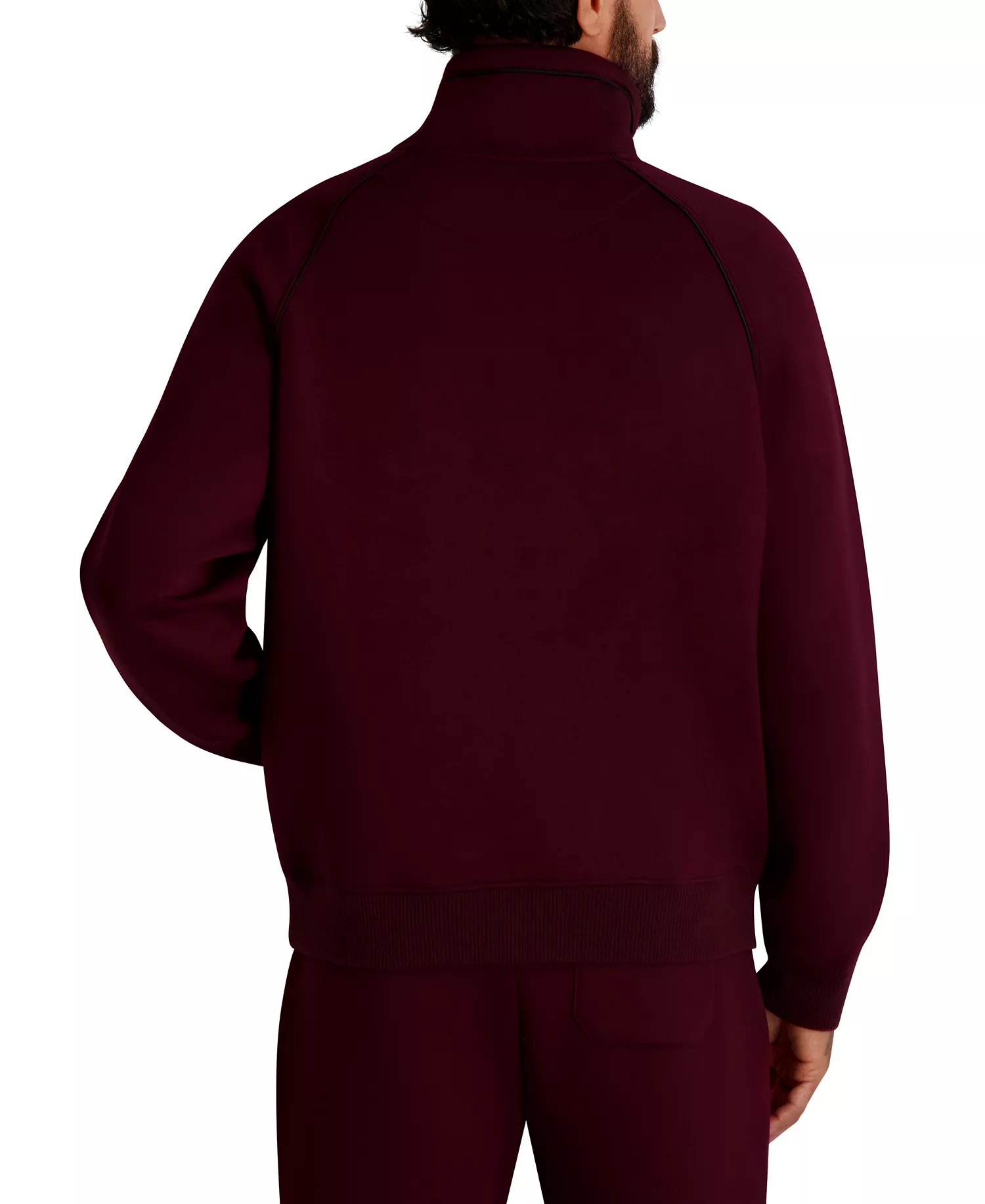 Men's Stand Collar Half-Zip Sweatshirt - Wine - L