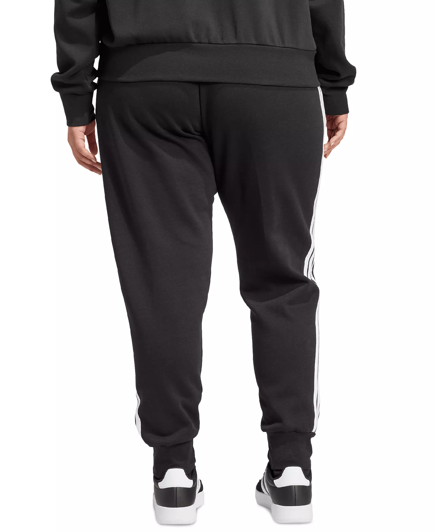 Plus Size Essentials 3-Stripes Fleece Slim Pants - Black - 1X