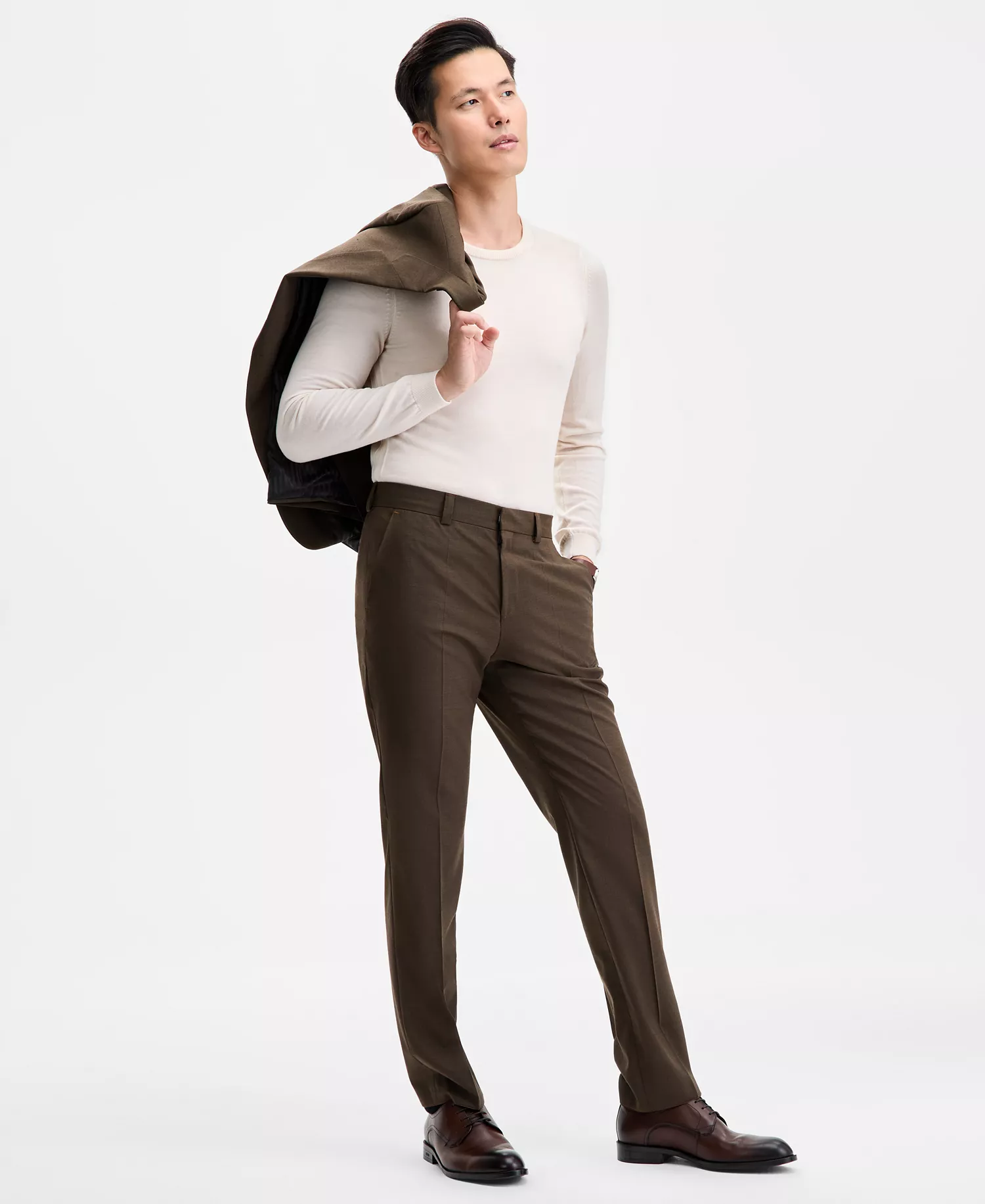 Men's Modern-Fit Solid Suit Separates - Brown - 30R