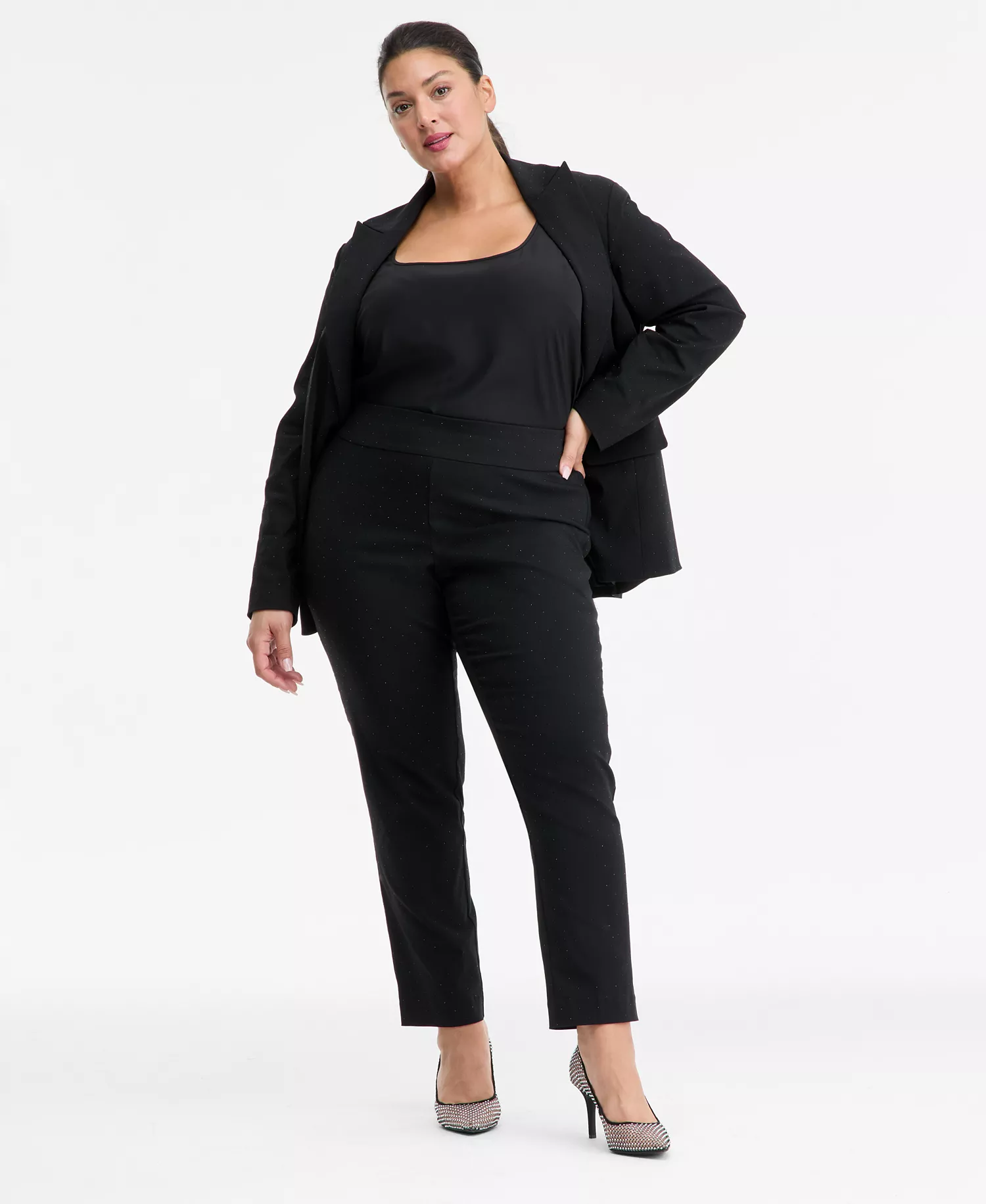 Plus Size Embellished Pants, Macy's Exclusive  - Deep Black - 22W