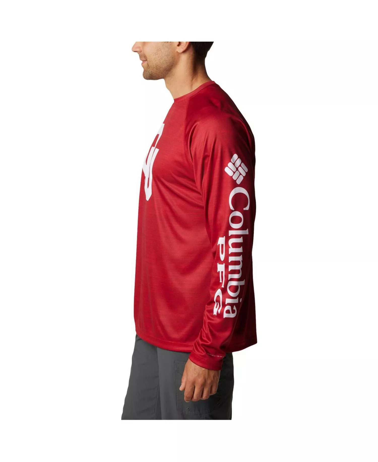 Men's Crimson Oklahoma Sooners PFG Terminal Tackle Omni-Shade Raglan Long Sleeve T-shirt - Crimson - L