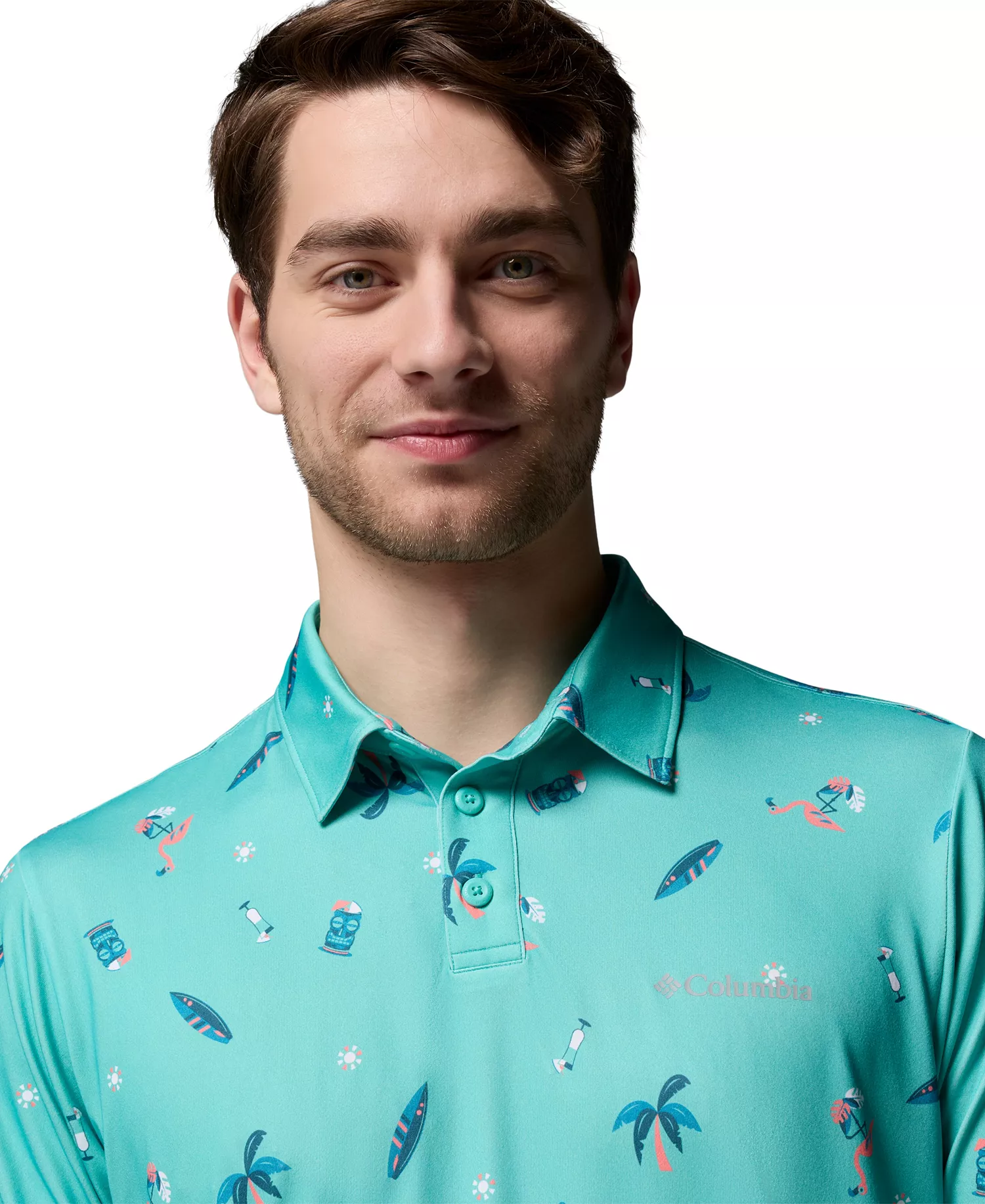 Men's Parsons Printed Short-Sleeve Polo Shirt - Dolphine Hurrahcane - L
