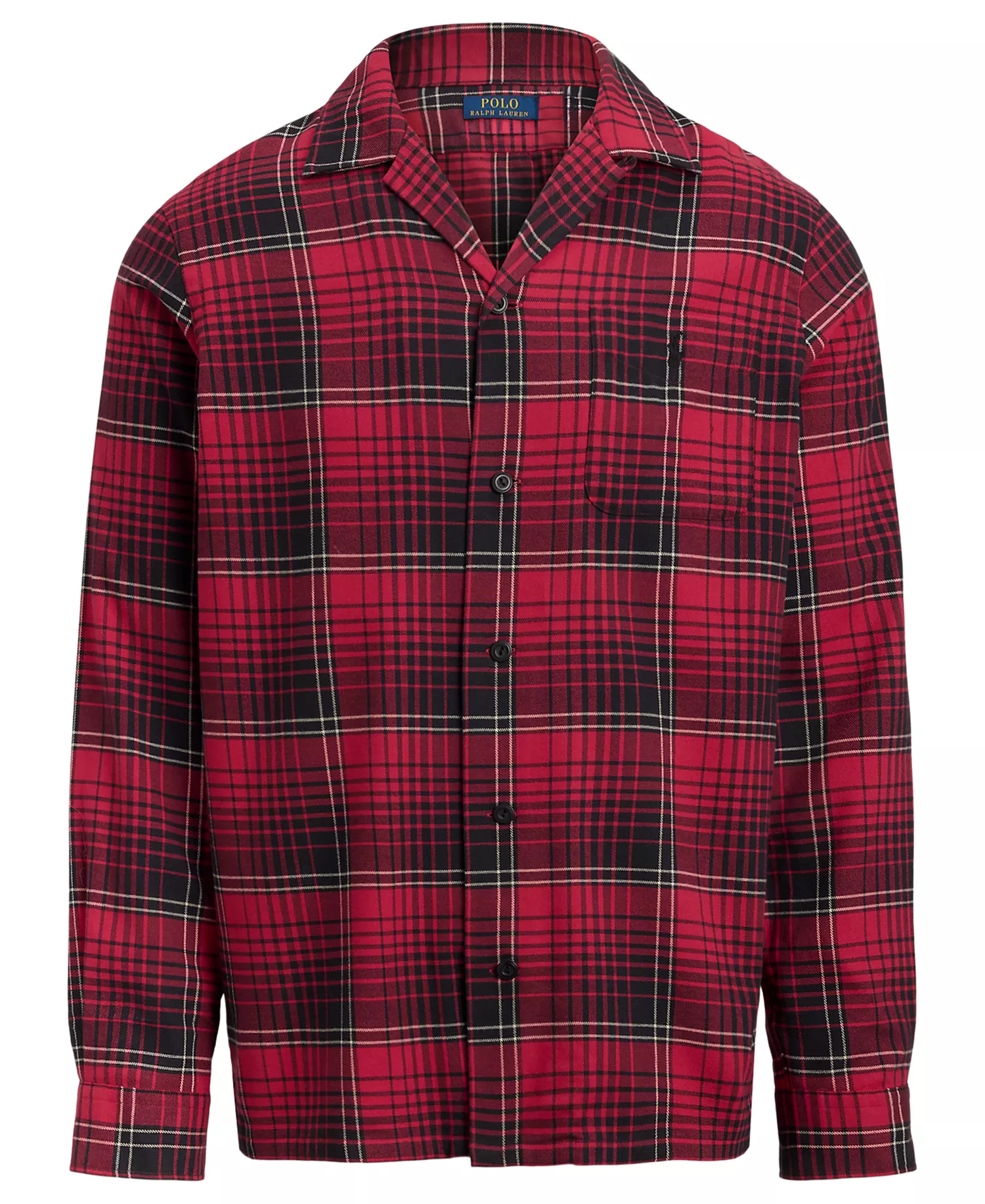 Men's Brushed Performance Long Sleeve Shirt - Red Black Multi - 2XL