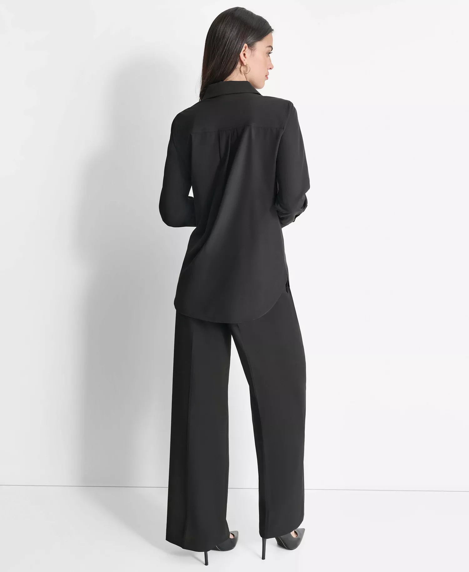 Women's Button-Front Blouse - Black - L