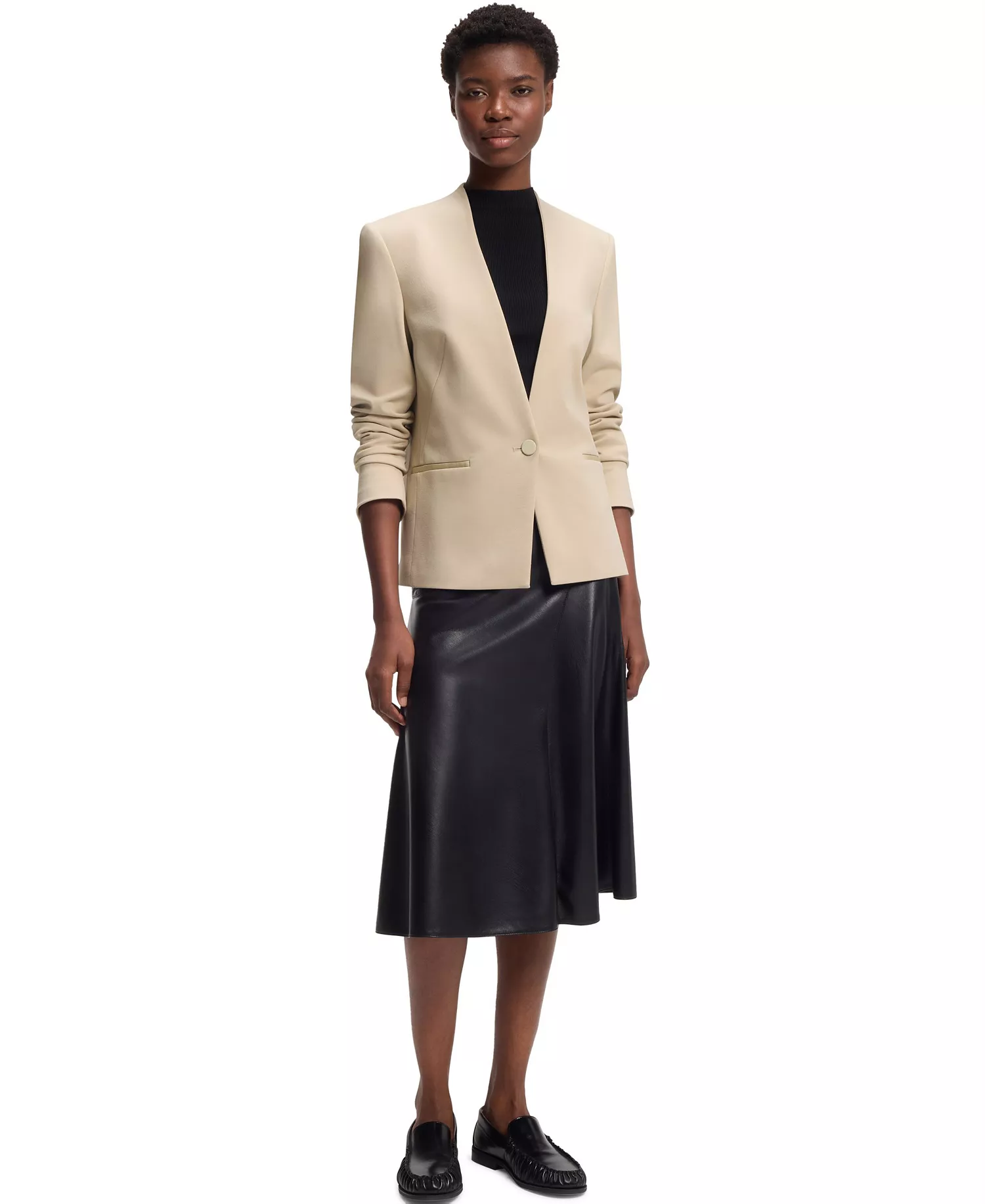 BOSS by Women's Stretch Jersey Regular-Fit Blazer - Open Beige - 0