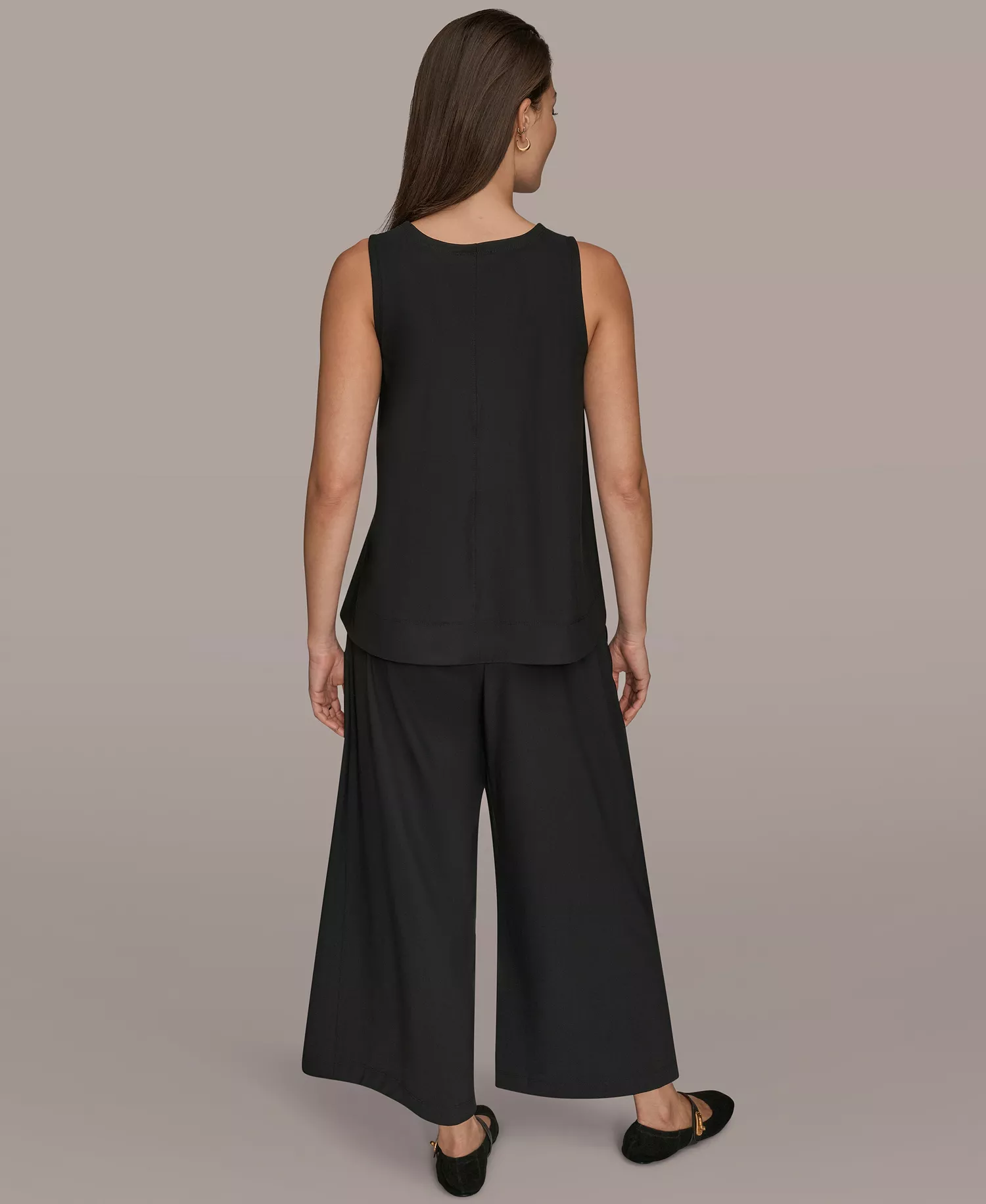 Women's Tricot Knit Sleeveless Top - Black - L