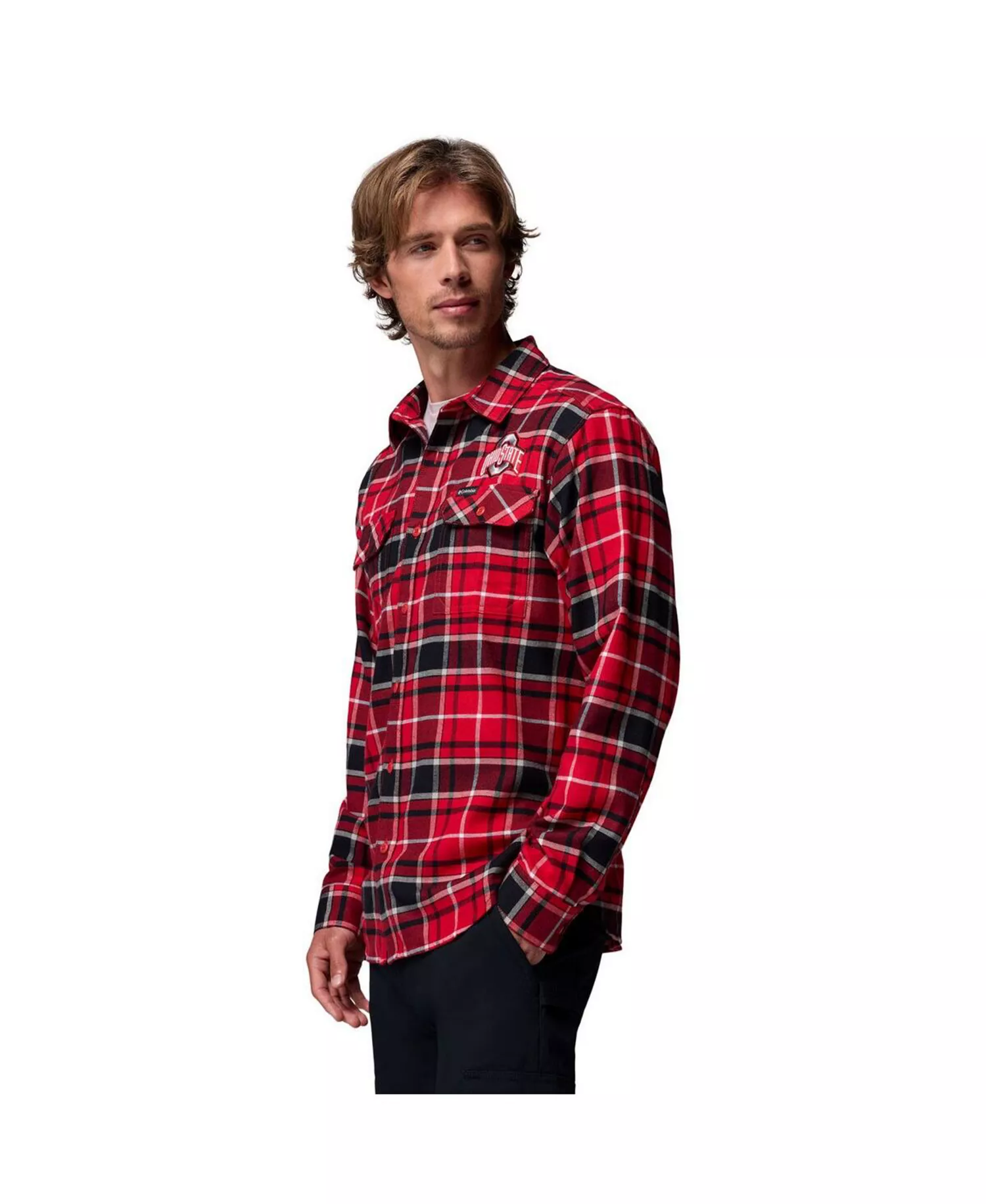 Men's Scarlet Ohio State Buckeyes Flare Gun Omni-Wick Flannel Long Sleeve Button-Up Shirt - Scarlet - M