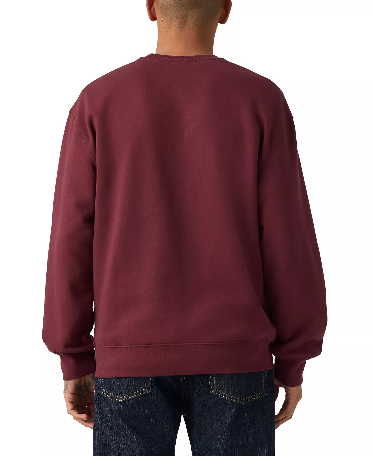 Men's Crewneck Long-Sleeve Sweatshirt - Dark red - 2XL