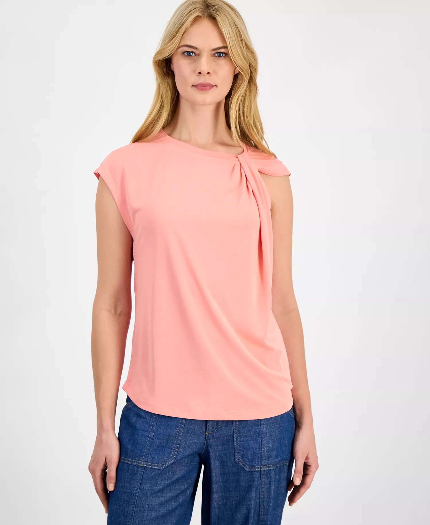 Women's Solid Twist-Neck Tank Top - Bloom - L