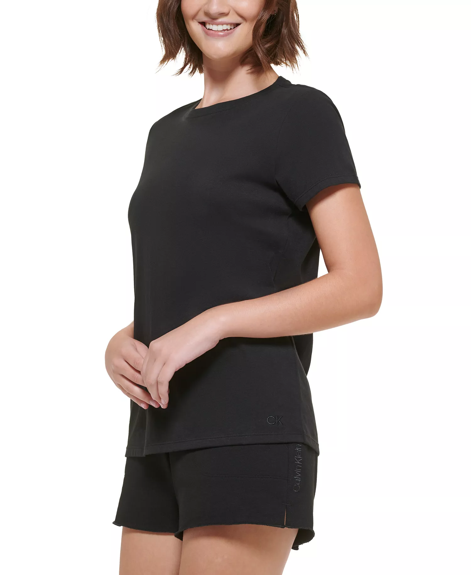 Women's Cotton Short-Sleeve Crewneck T-Shirt - Black - L