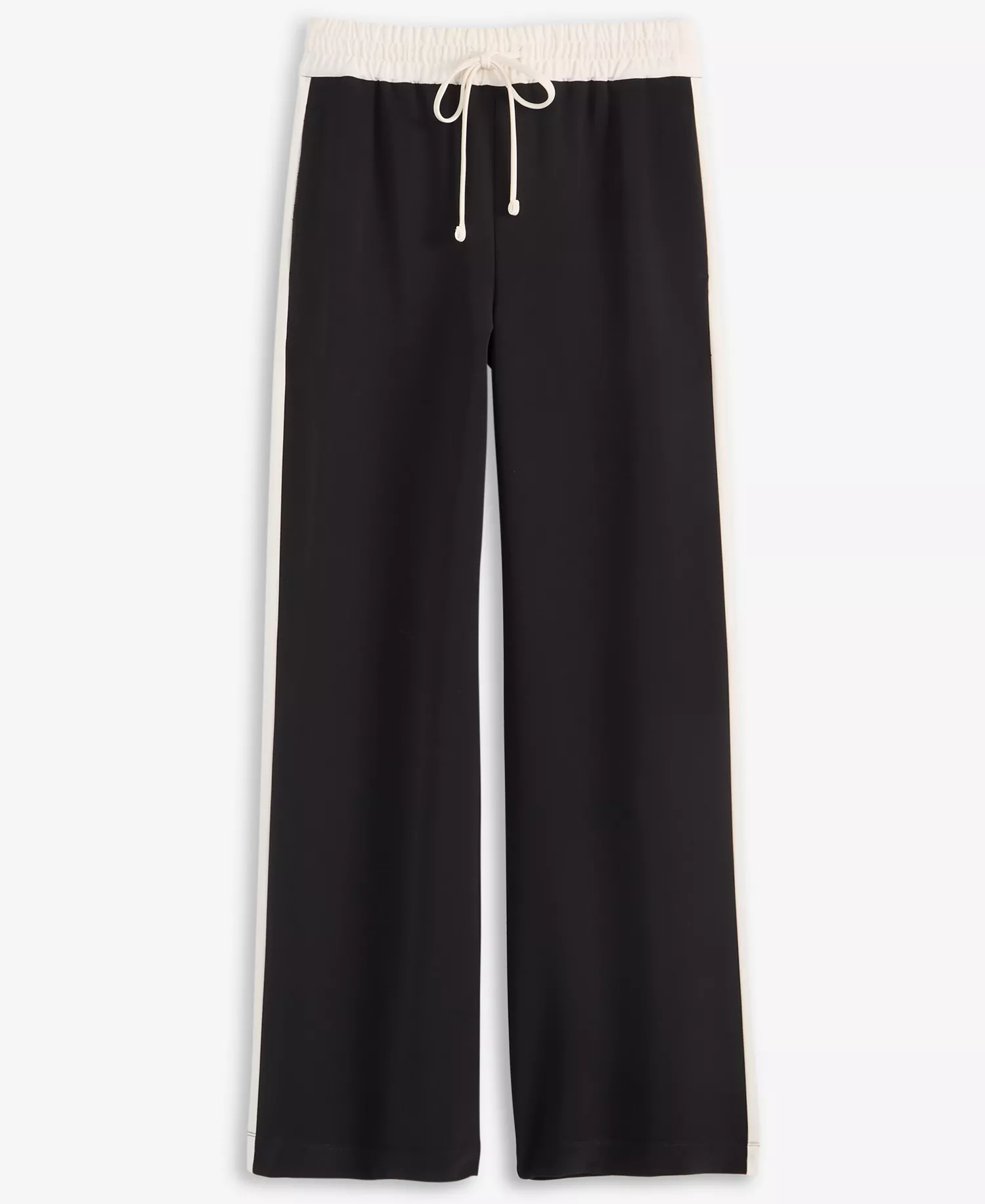 Petite Drawstring-Waist Side-Stripe Wide-Leg Pants, Macy's Exclusive - Deep Black - P/L