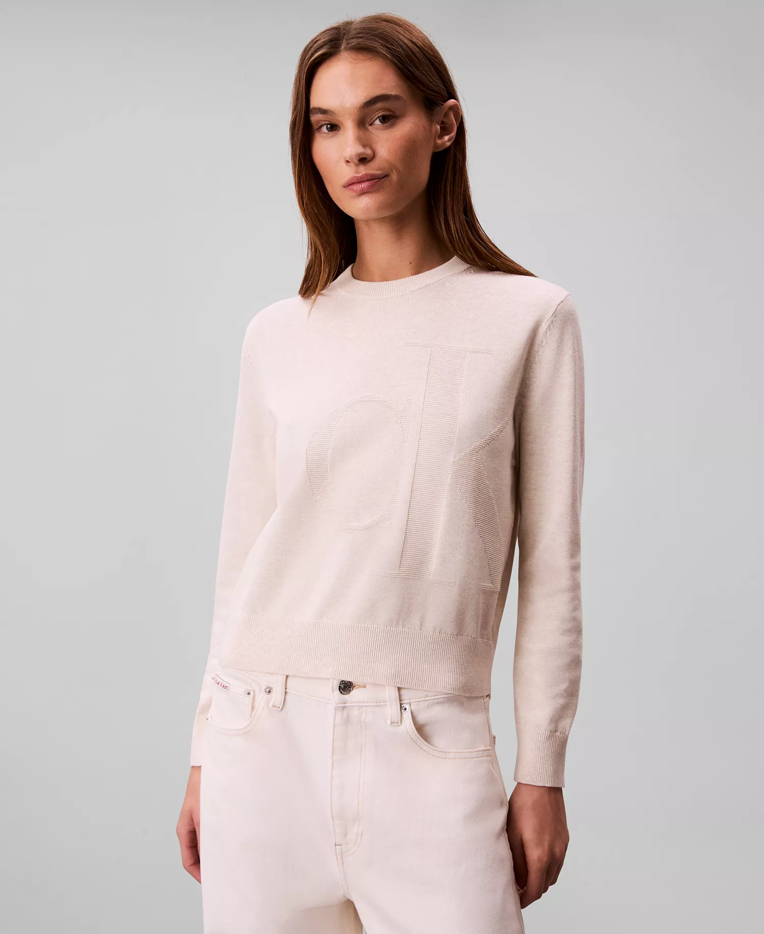 Women's Monogram Logo Sweater - Chalk Heather - L