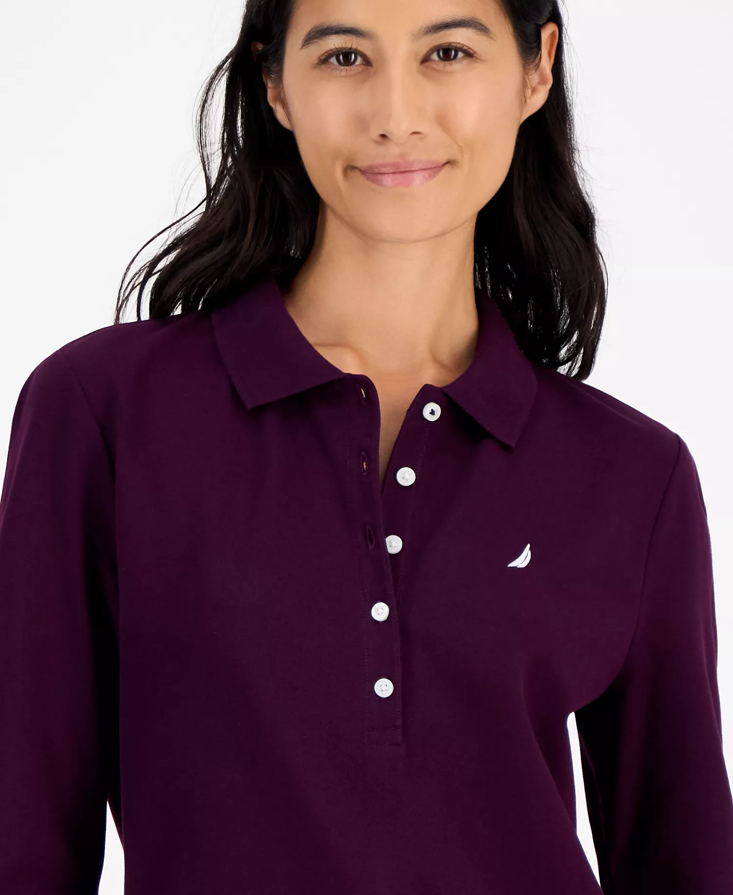 Jeans Women's Long Sleeve Polo Shirt - Aubergine - L