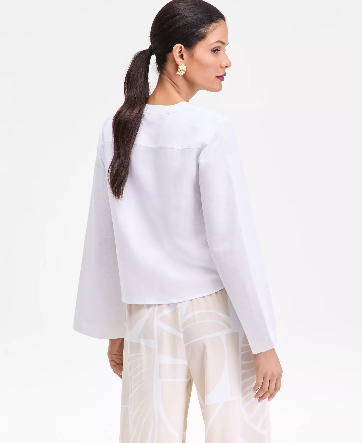 Women's Linen Tie-Front Button-Down Shirt, Macy's Exclusive - Bright White - L