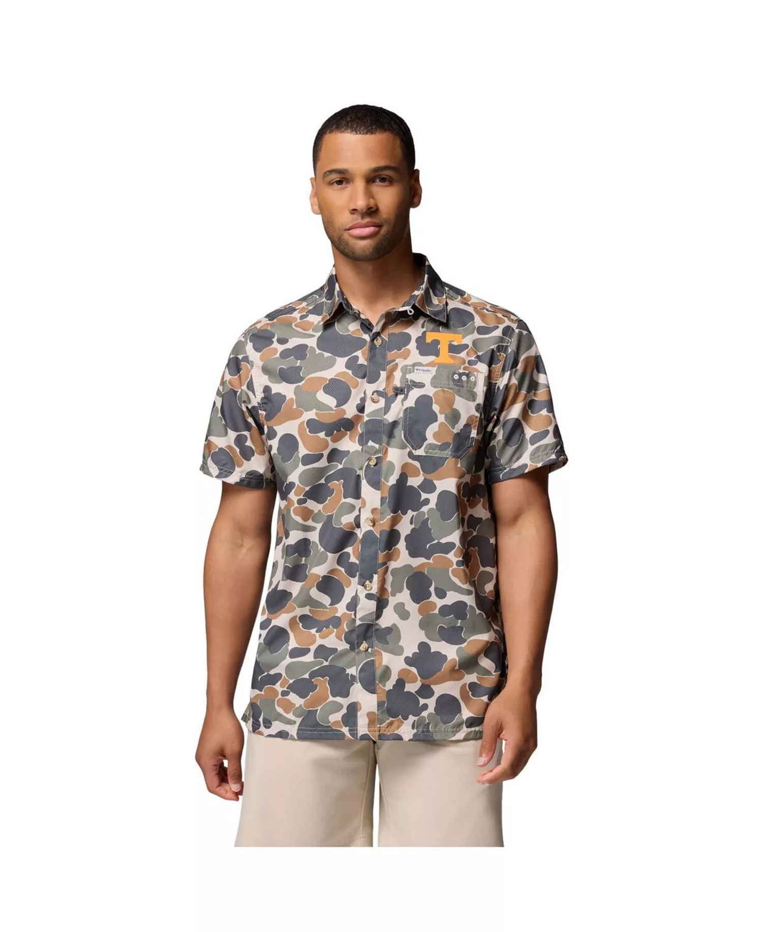 Men's Camo Tennessee Volunteers Super Slack Tide Omni-Wick Button-Up Shirt - Camo - L