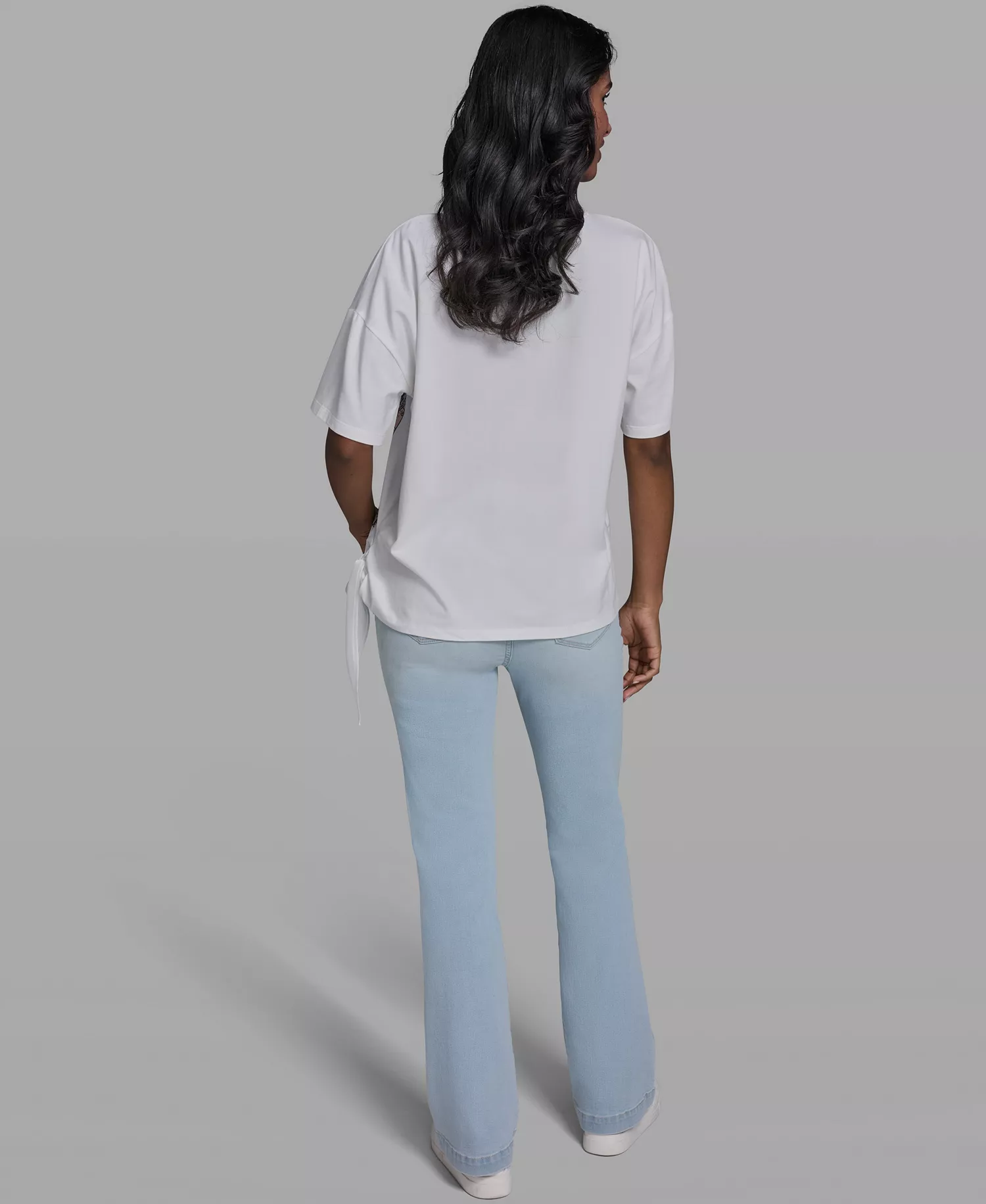 Women's Karl & Choupette Frame Side Tie Crew Neck T-Shirt - Soft White - L