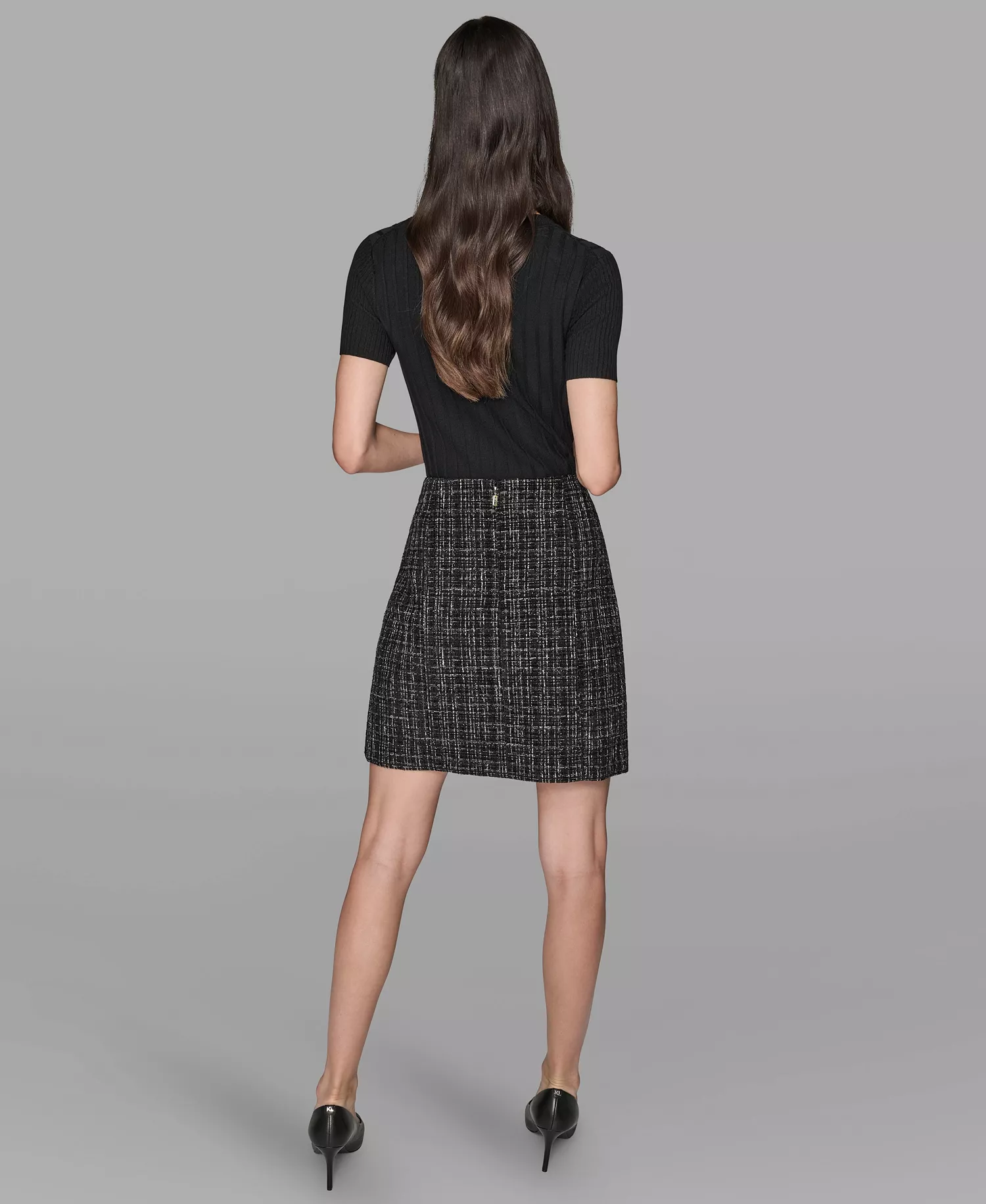 Women's Novelty Button Detail Mini Skirt - Black Multi - 12