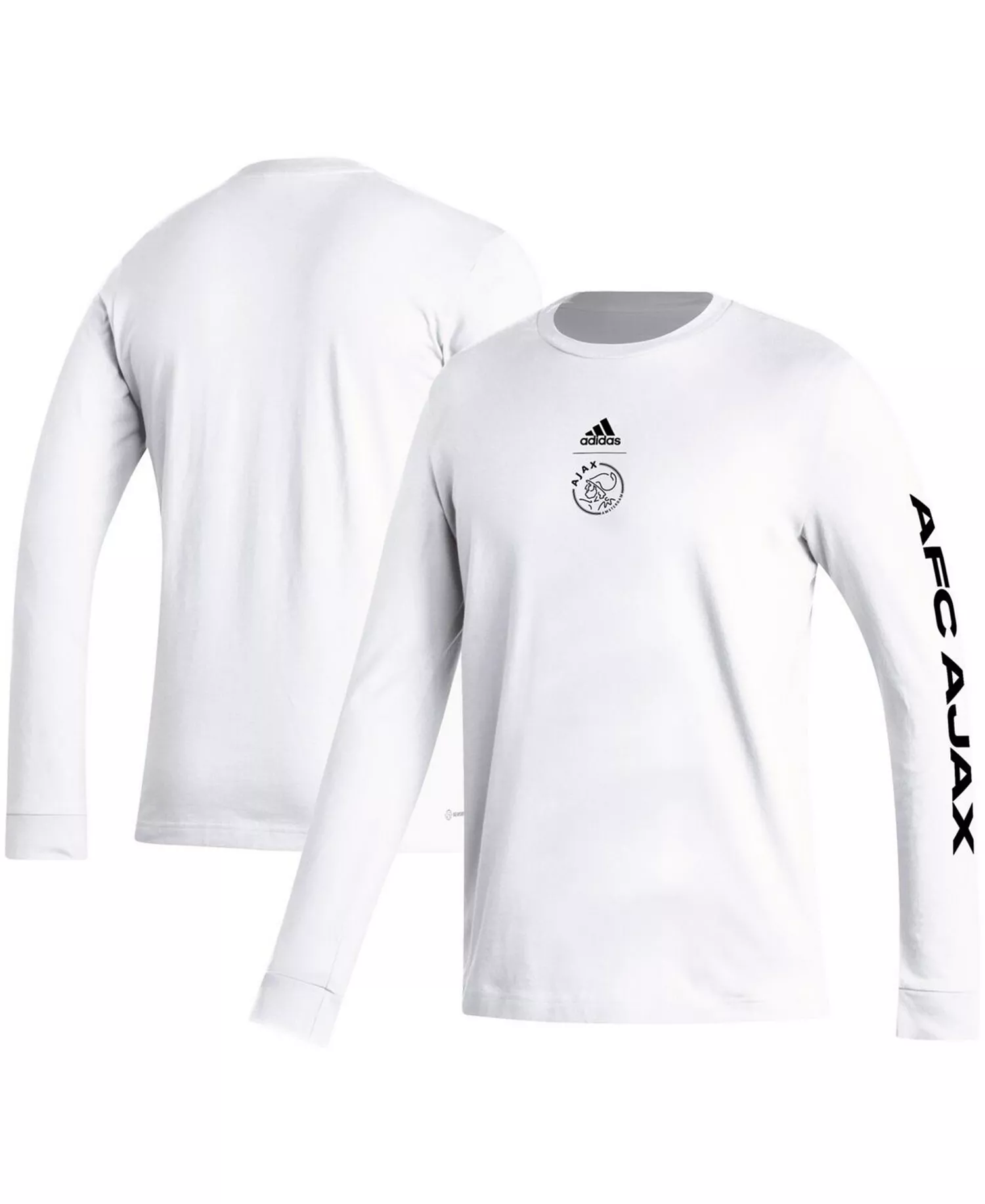 Men's White Ajax Team Crest Long Sleeve T-shirt - White - 2XL