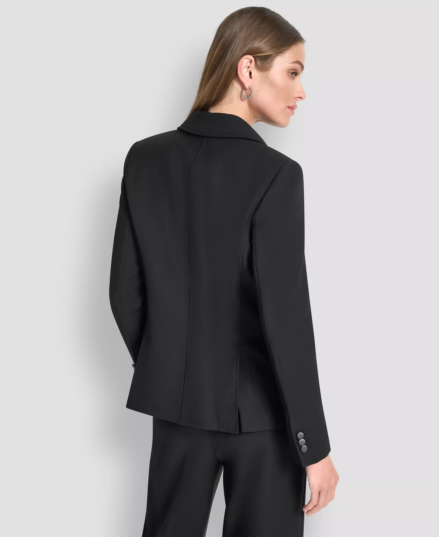 Women's Notch Collar Double Breasted Blazer - Black - 0