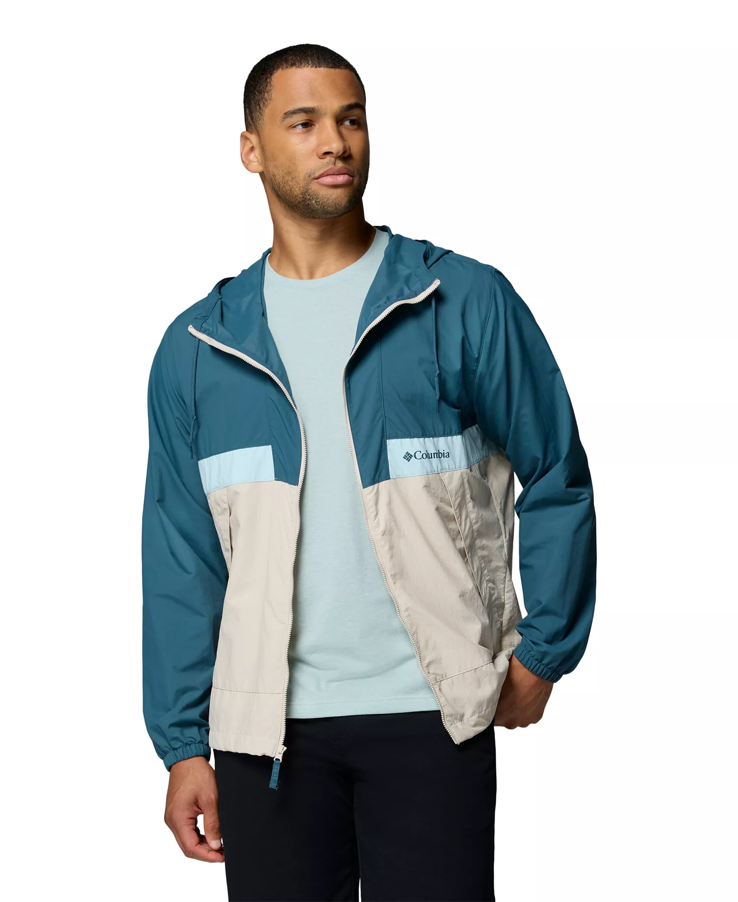 Men's Spire Valley™ Hooded Windbreaker - Black, Sha - L
