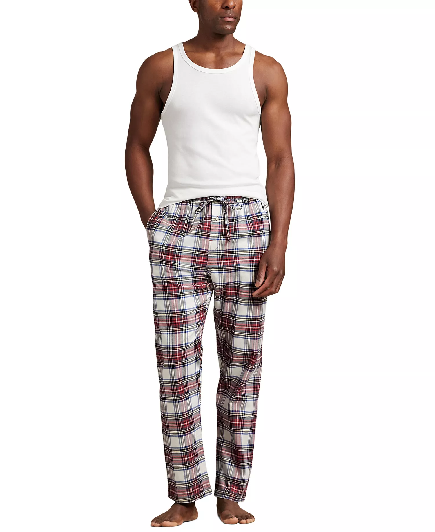 Men's Stewart Plaid Flannel Pajama Pants - Polo Tartan - L