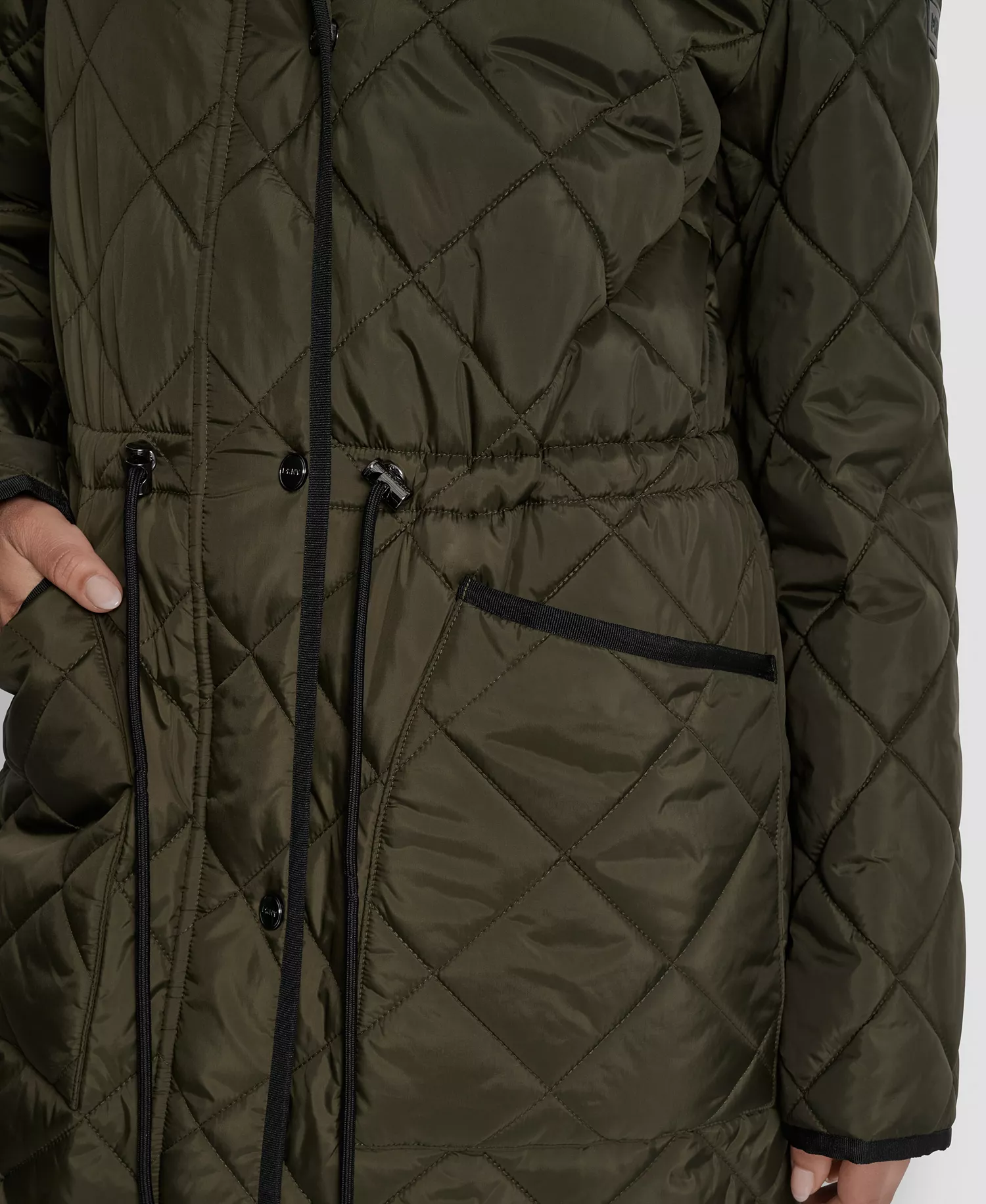 Women's Corduroy-Collar Quilted Anorak Coat - Loden - XXS