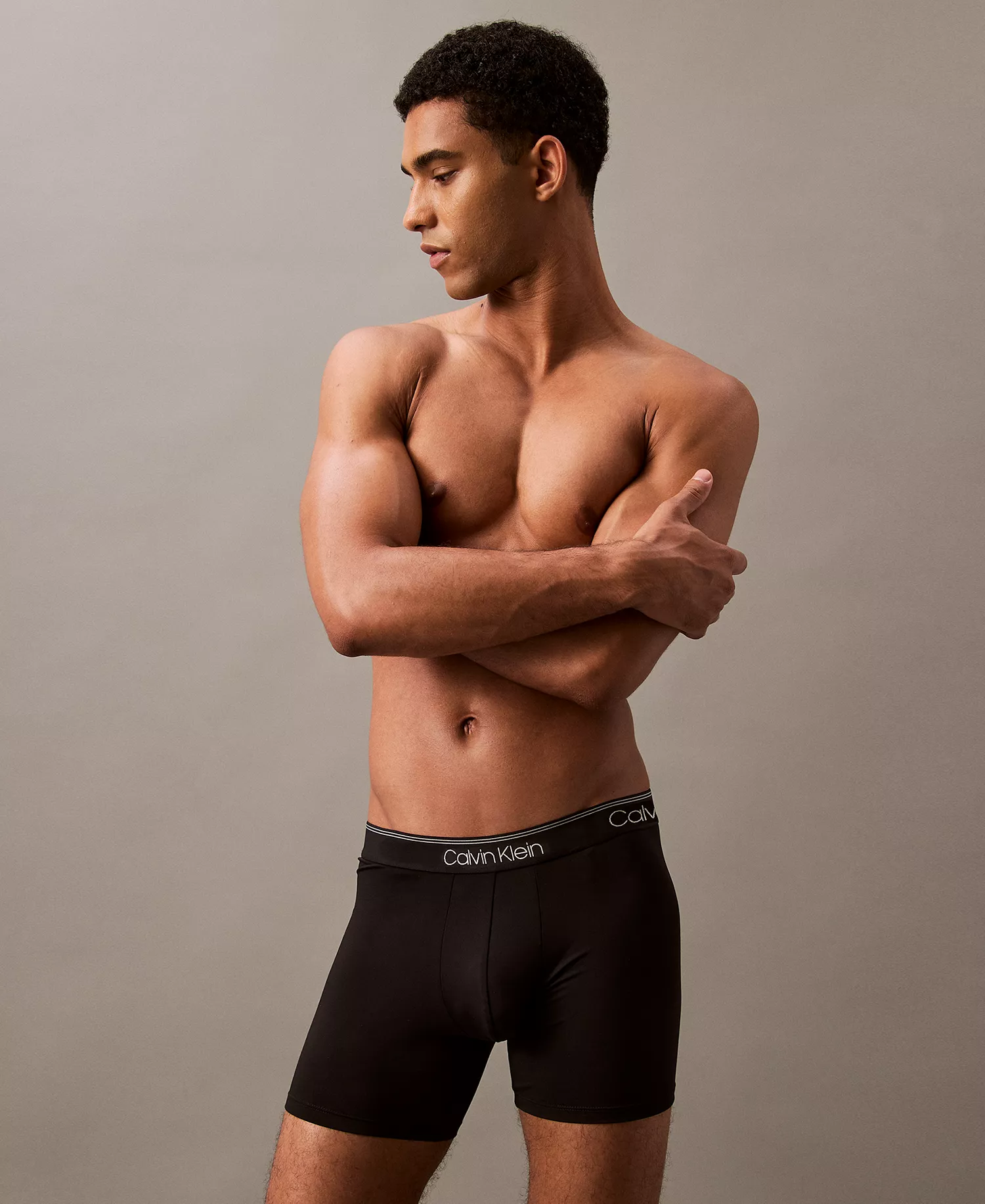 Men's 3-Pack Microfiber Stretch Boxer Briefs Underwear - Black - L