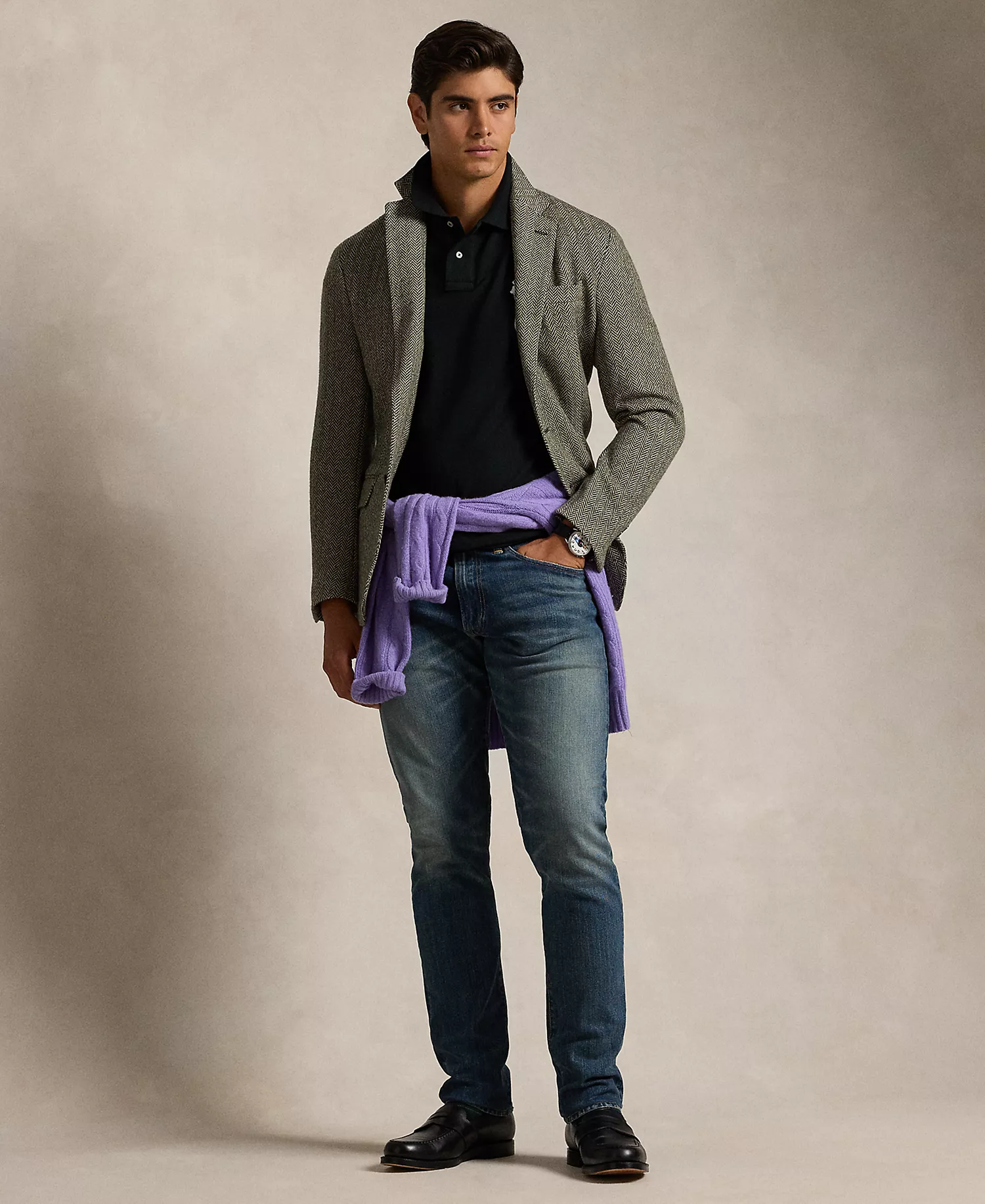 Men's  Big Pony Custom Slim Fit Mesh Polo - Andover Heather - 2XL