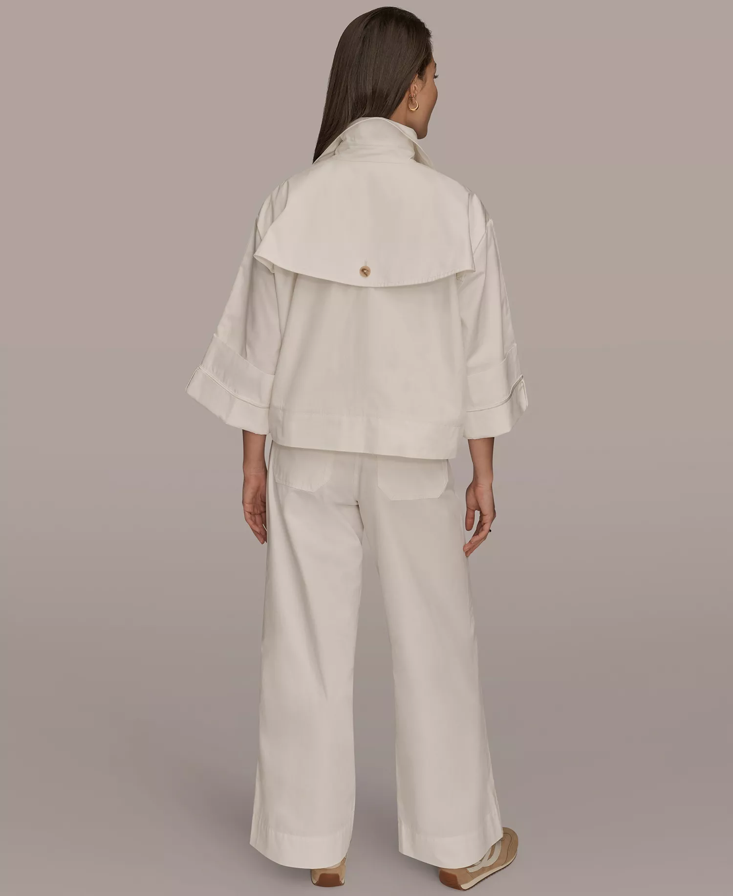 Women's Cotton Twill Button Front Jacket - Cream - L